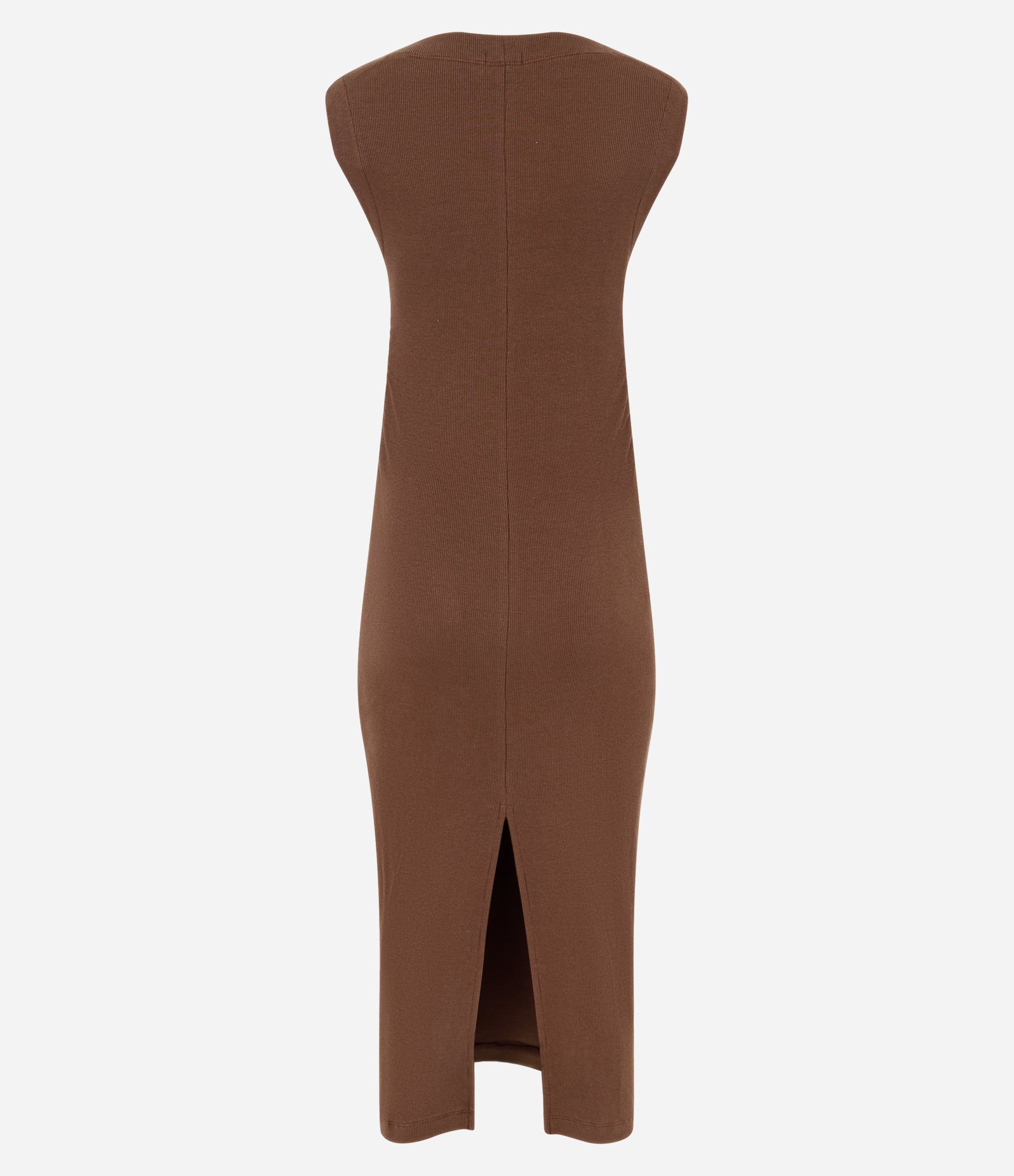 Vestido Midi em Ribana com Decote Canoa Marrom 8