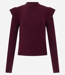 Blusa Regular em Tricô com Detalhe nos Ombros