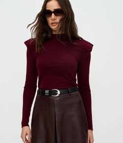 Blusa Regular em Tricô com Detalhe nos Ombros