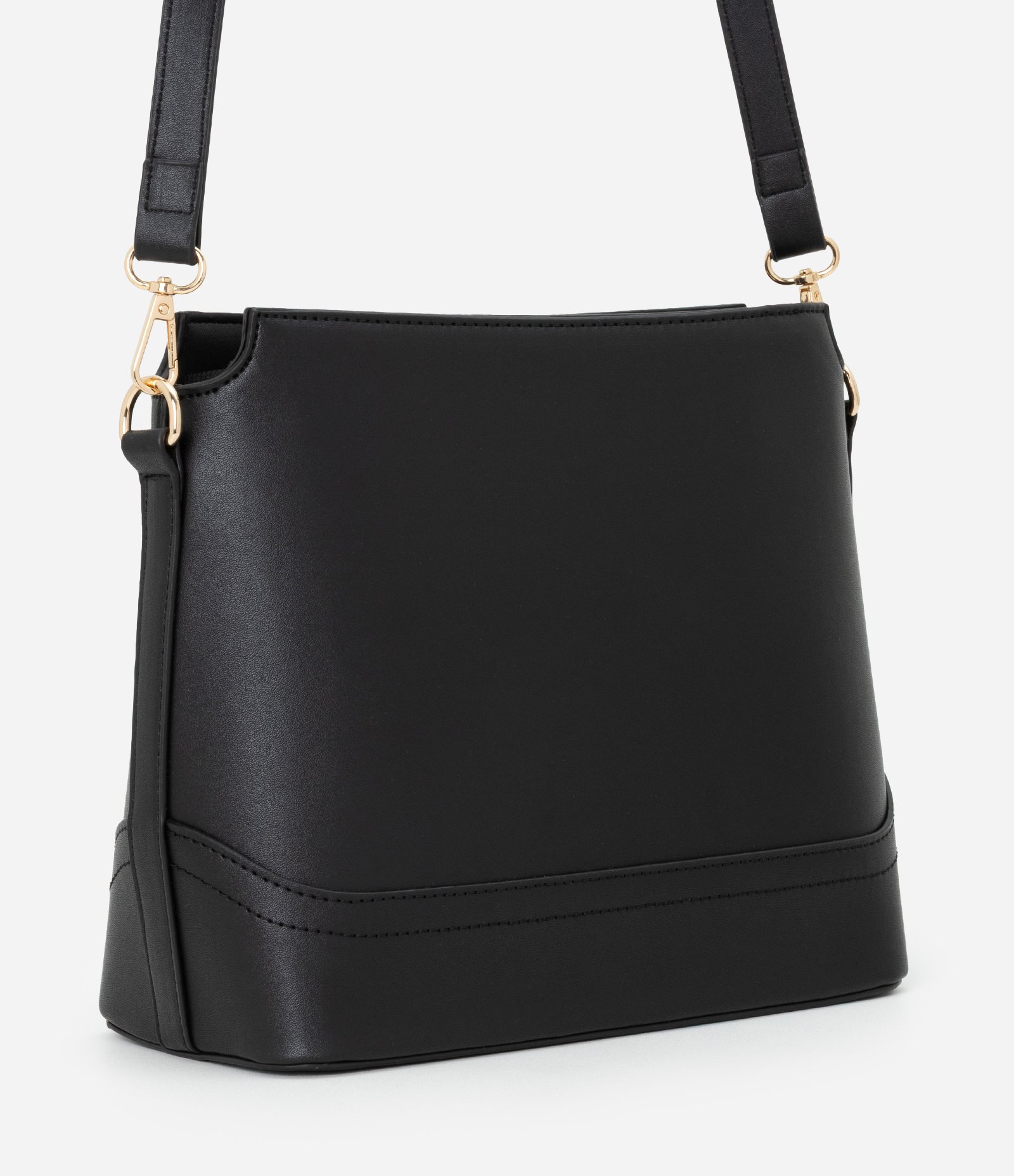 Bolsa Pequena em Material Sintético com Detalhes Metalizados Preto 3