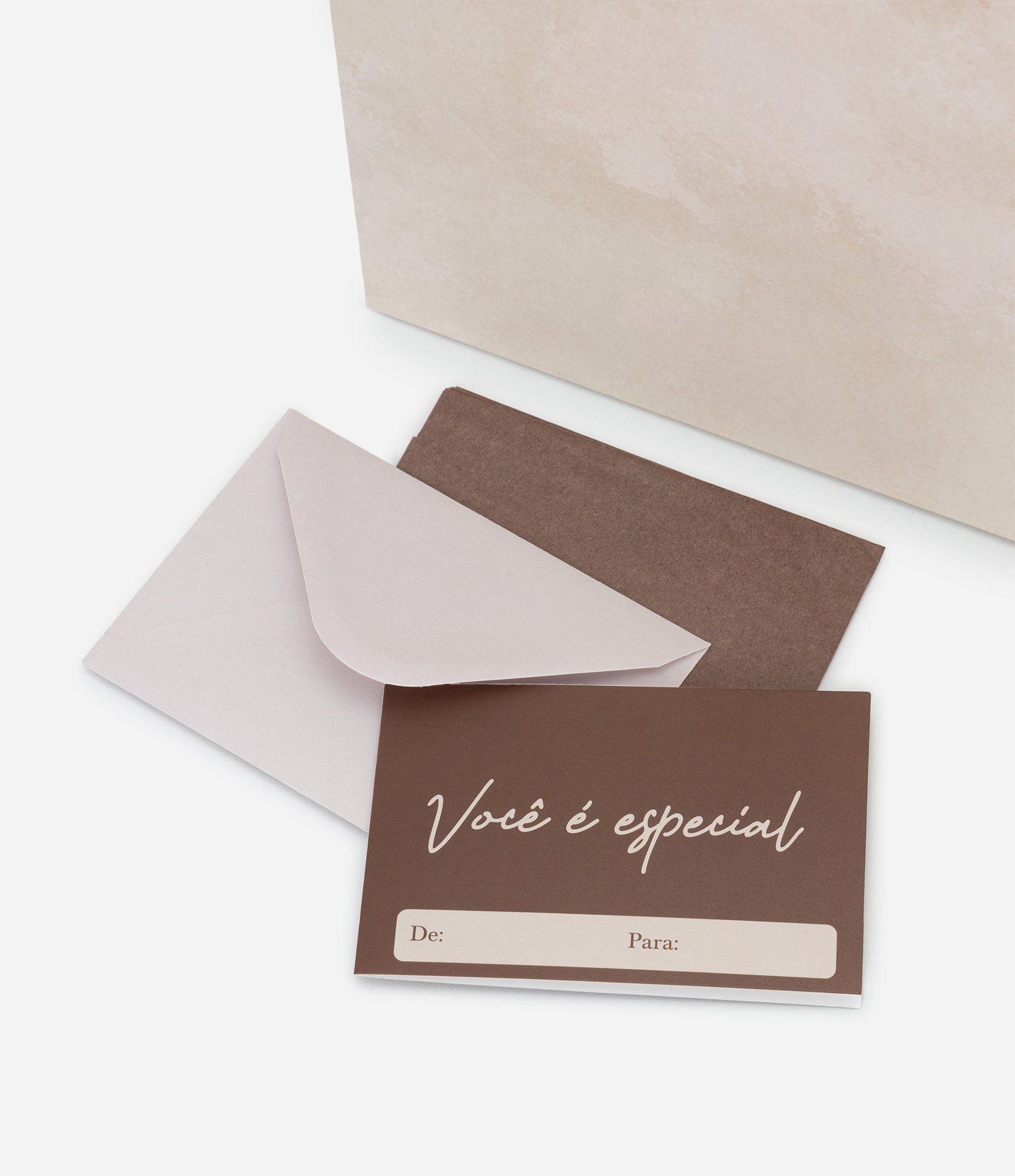 Embalagem de Presente Média com Alça Dupla Contrastante Bege 4