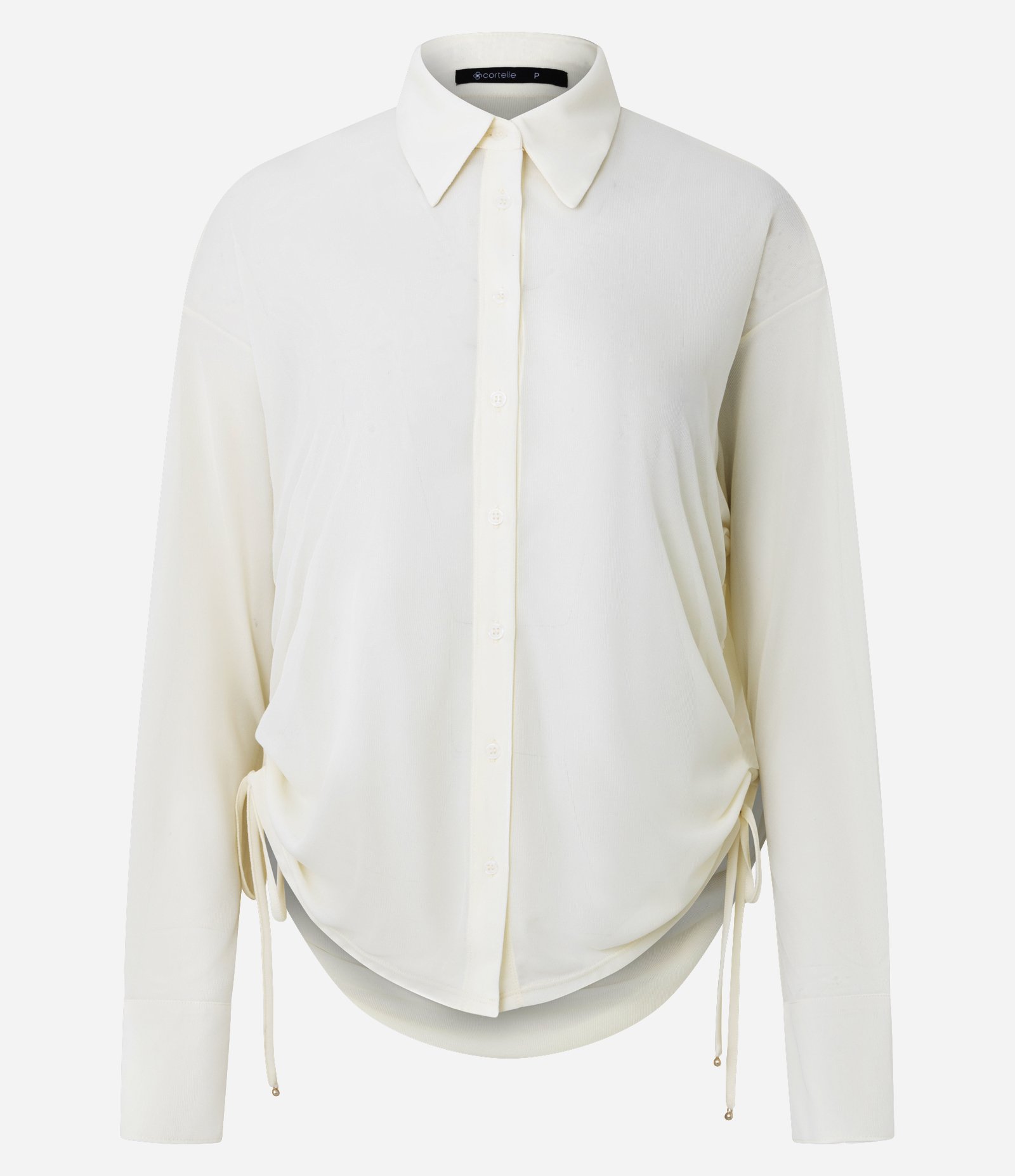 Camisa em Tule com Transparência e Puxadinho Lateral Branco 5