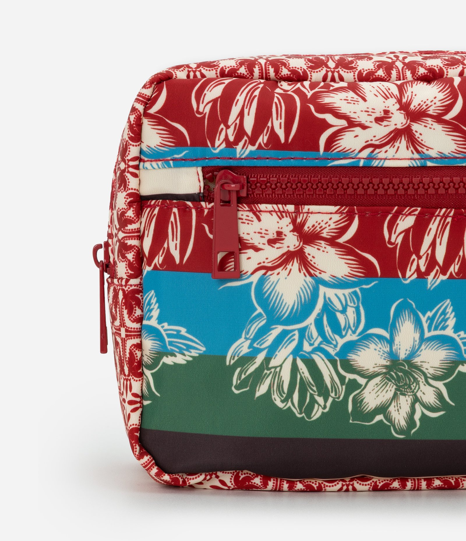 Necessaire Média Retangular com Estampa Floral Vermelho 4