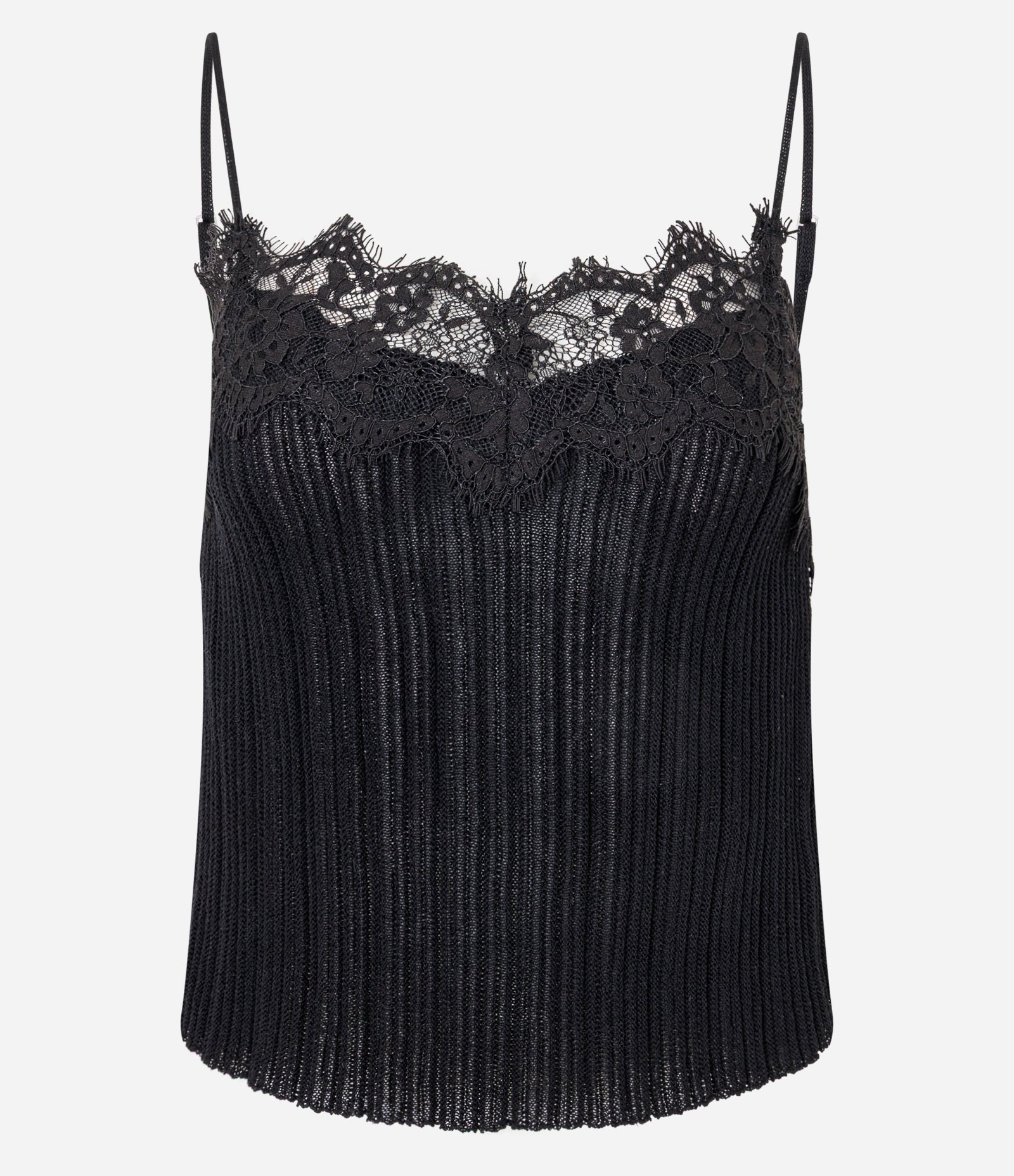 Blusa Alcinha em Tricô com Aplicação de Renda Preto 4