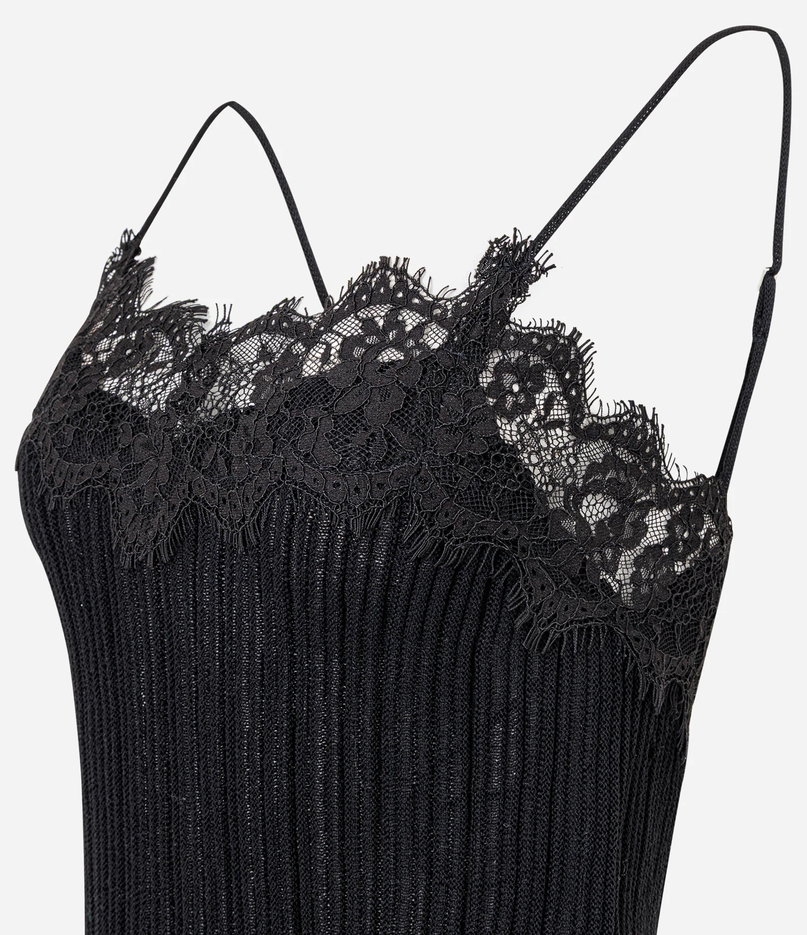 Blusa Alcinha em Tricô com Aplicação de Renda Preto 5