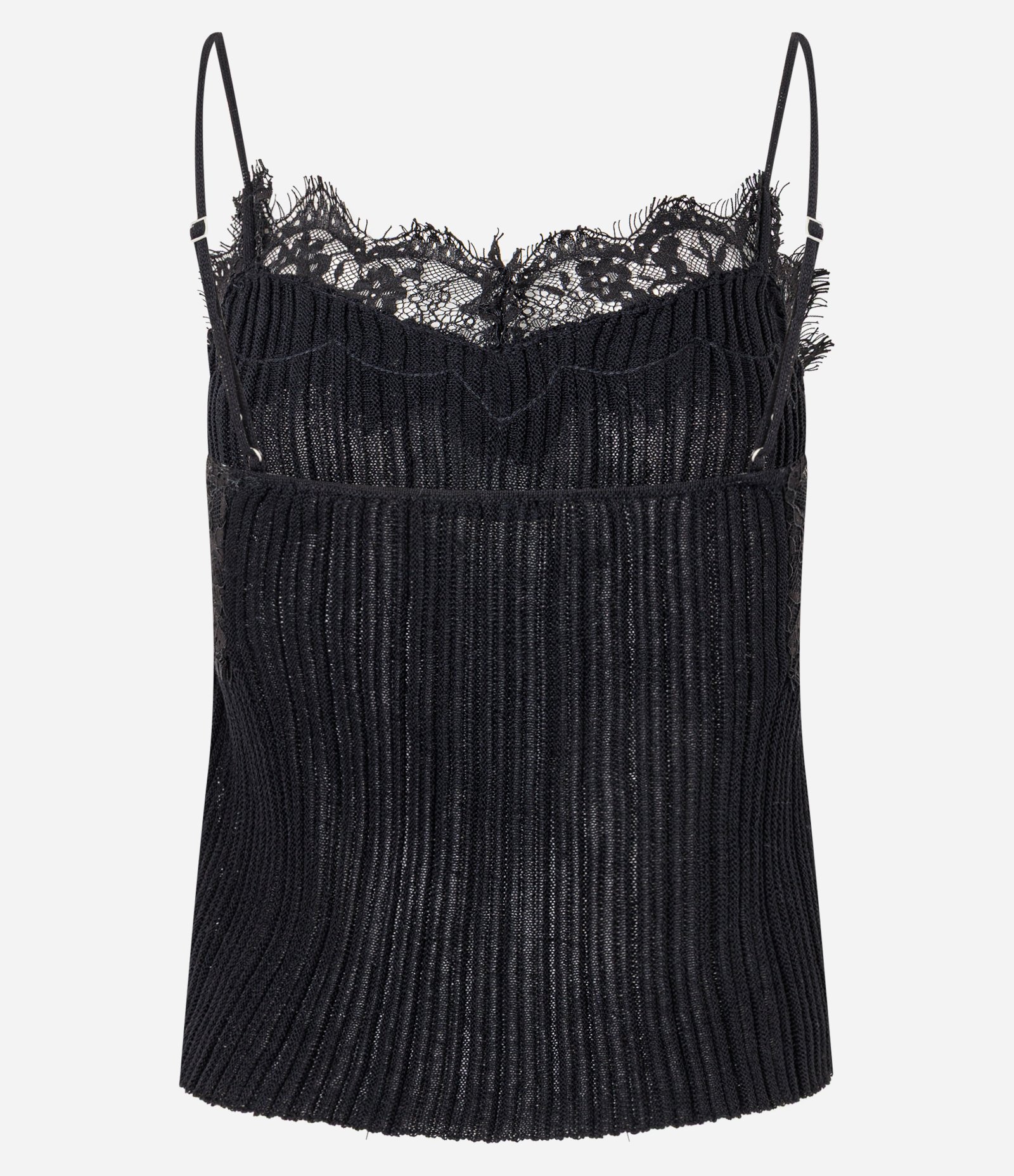 Blusa Alcinha em Tricô com Aplicação de Renda Preto 6