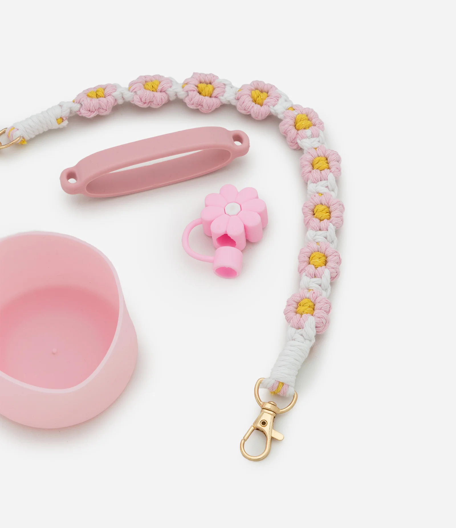 Kit 04 Acessórios de Garrafa Delicados em Silicone Rosa 2