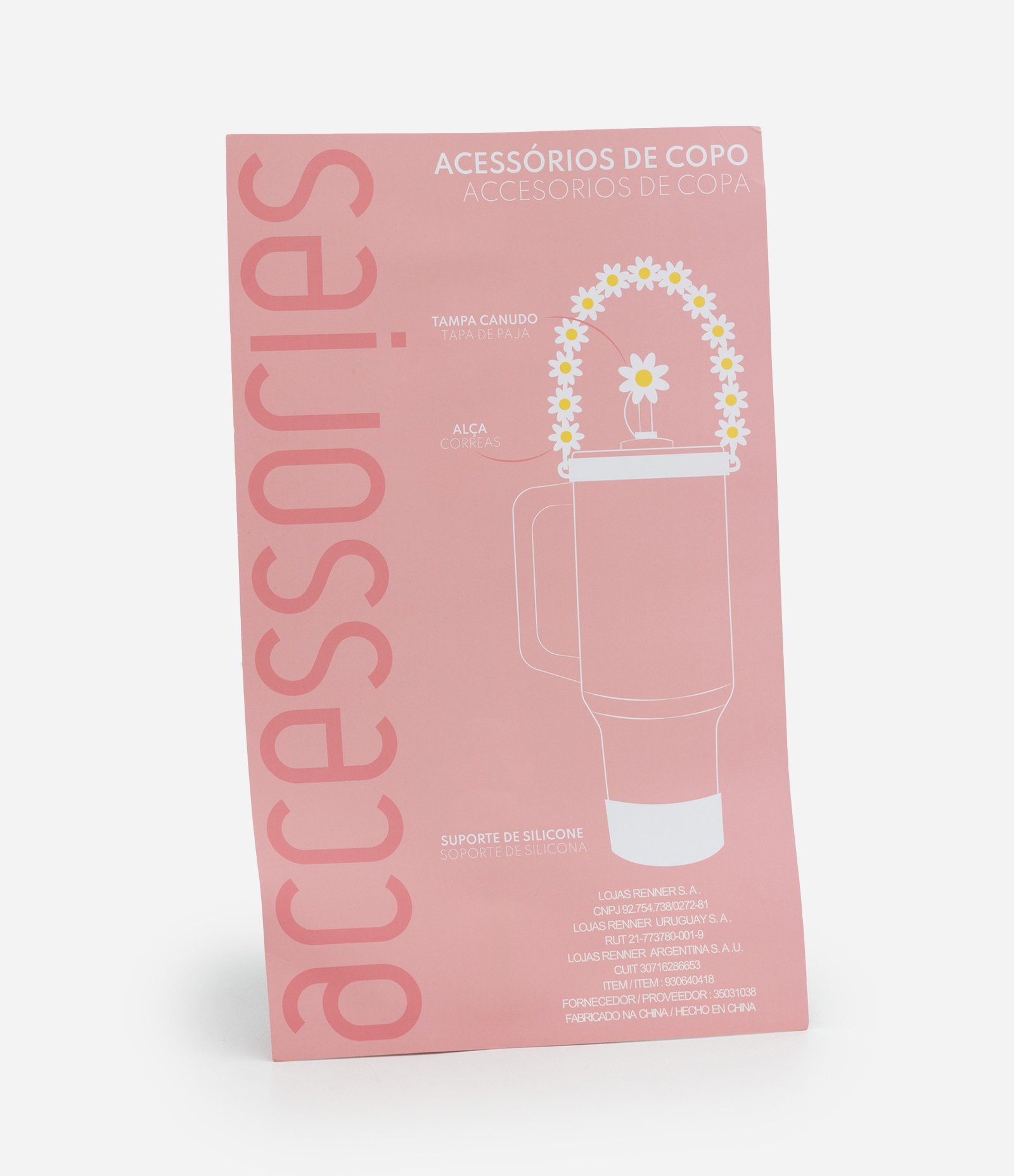 Kit 04 Acessórios de Garrafa Delicados em Silicone Rosa 4