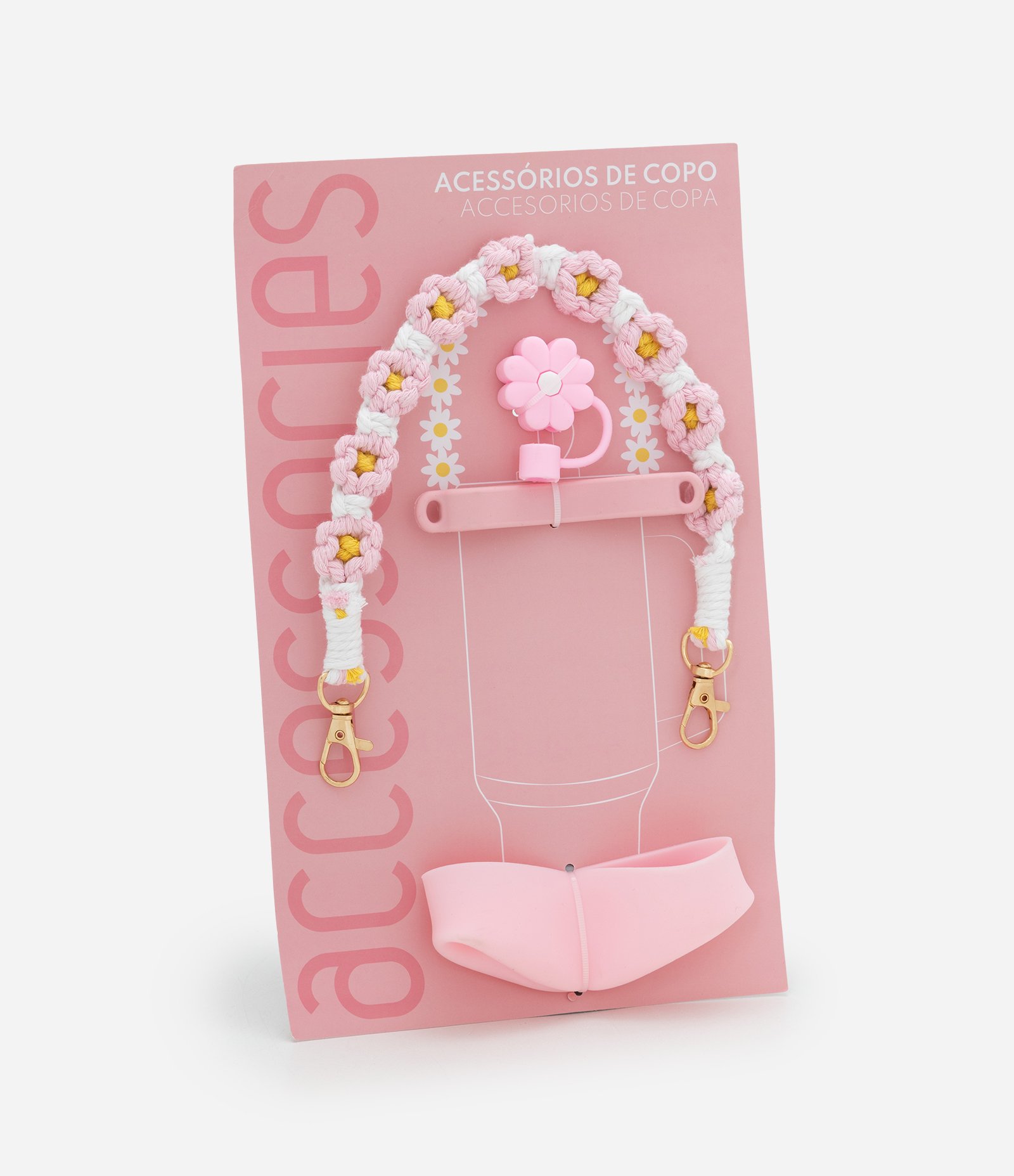 Kit 04 Acessórios de Garrafa Delicados em Silicone Rosa 5