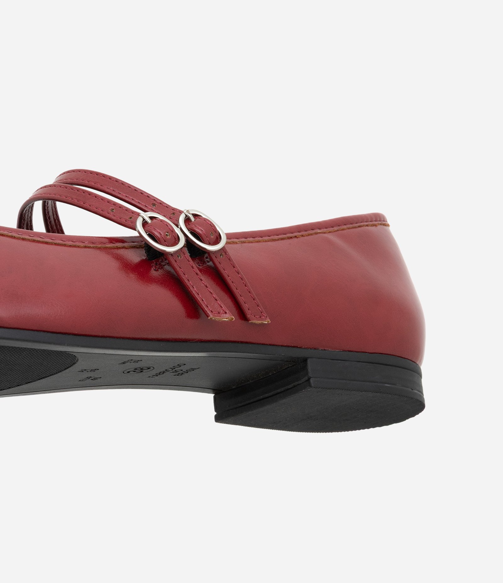 Sapatilha Mary Jane em PU com Tira Dupla Ajustável Vermelho 3