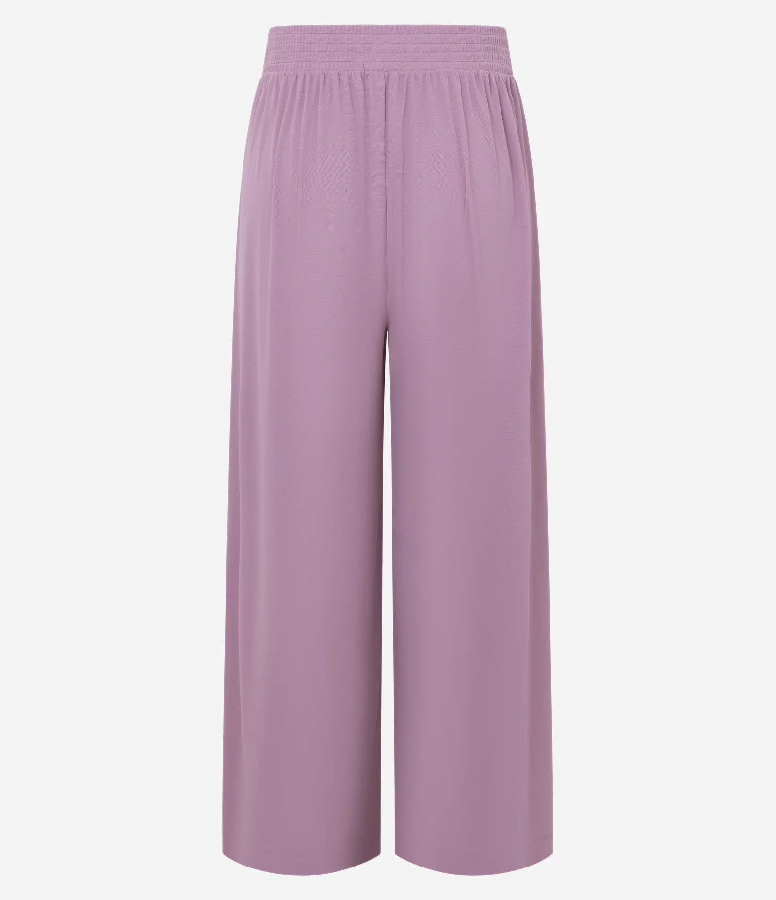 Calça Wide Leg em Ribana com Cós Elástico e Detalhe em V Rosa 3