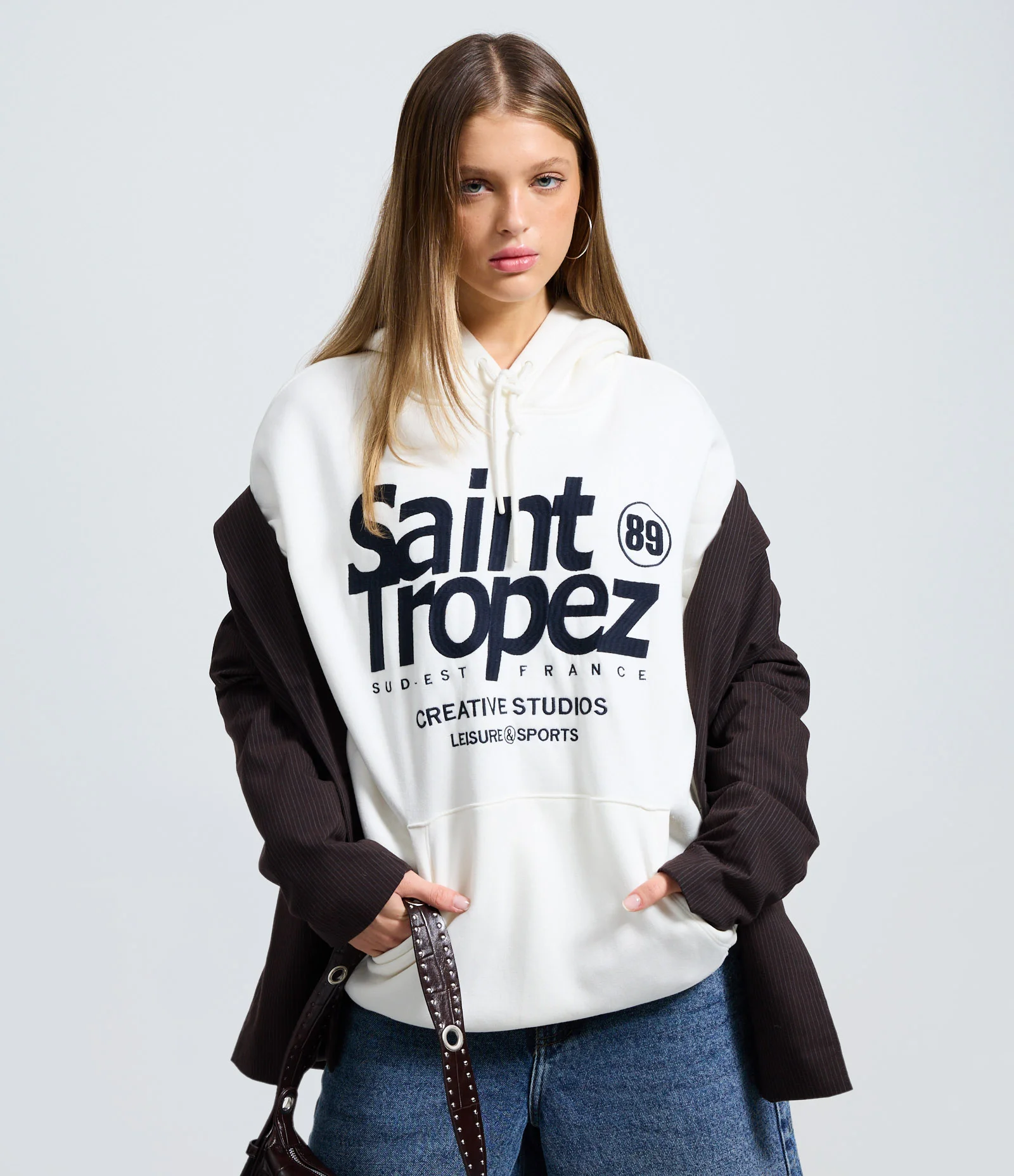 Moletom Canguru com Estampa Lettering Saint Tropez Branco 1
