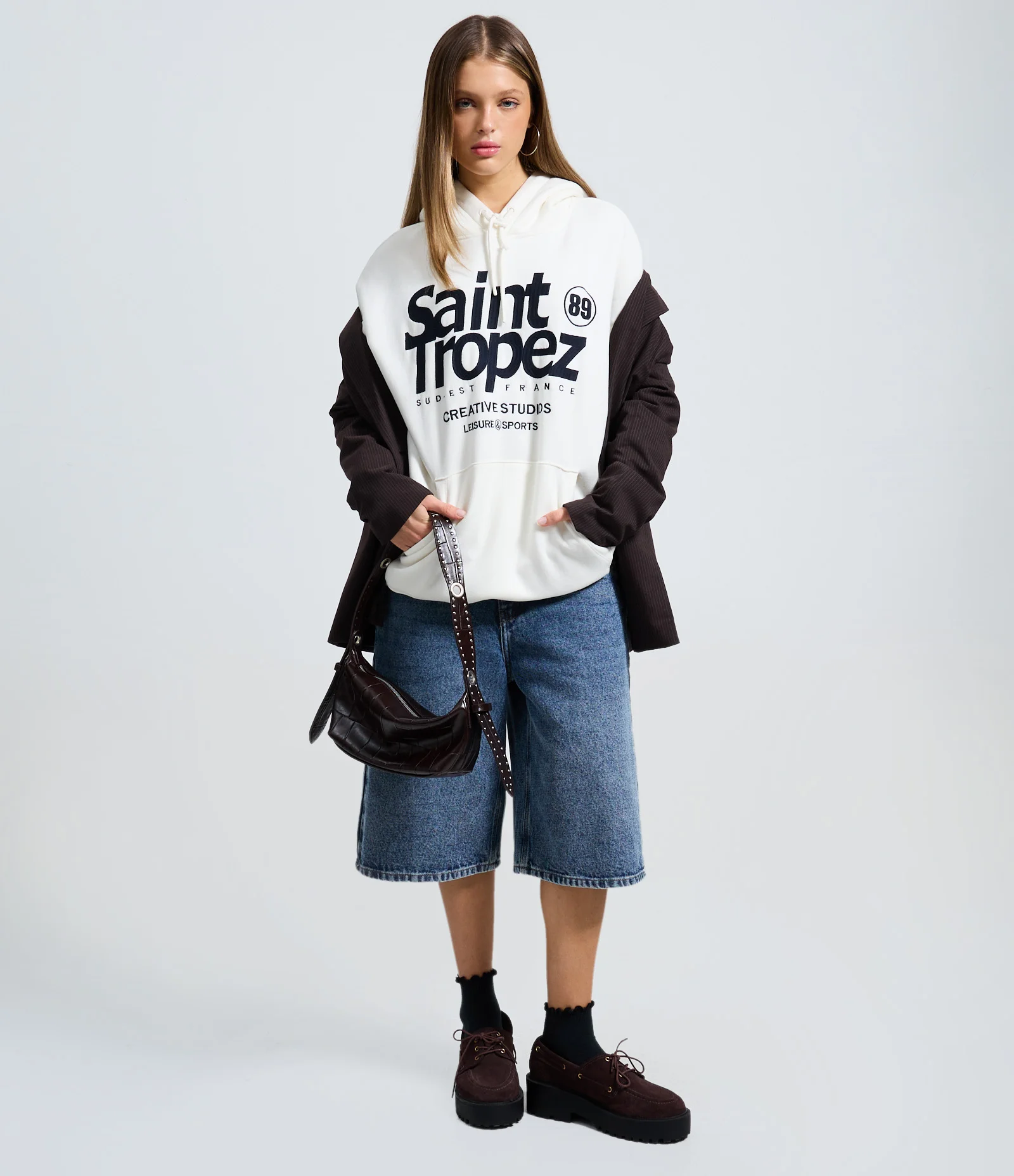Moletom Canguru com Estampa Lettering Saint Tropez Branco 2