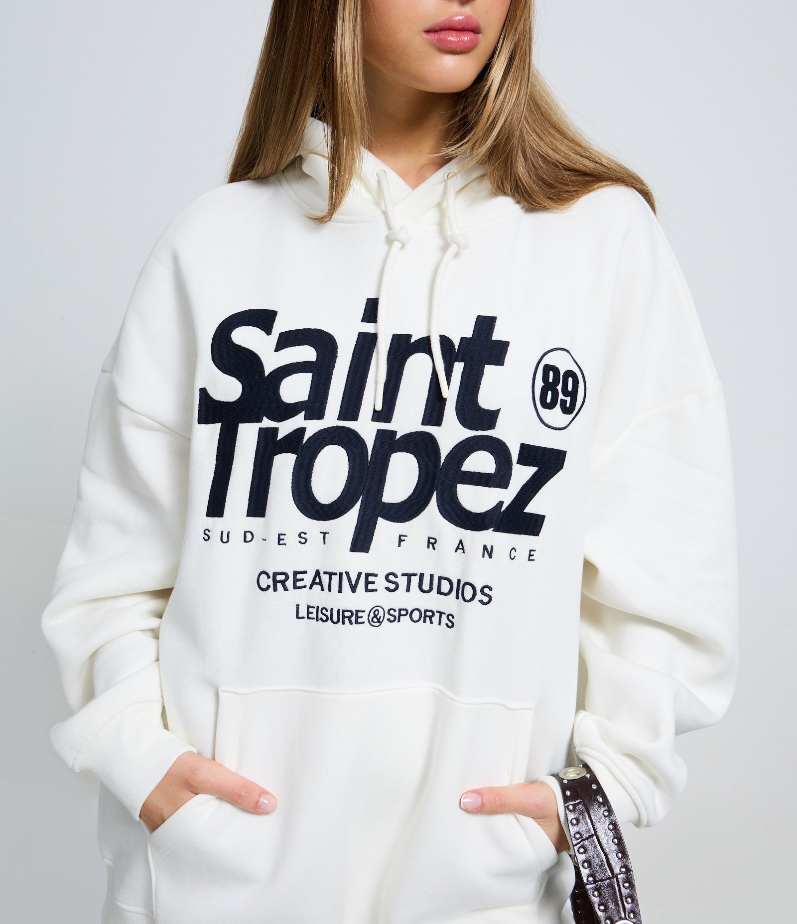 Moletom Canguru com Estampa Lettering Saint Tropez Branco 3