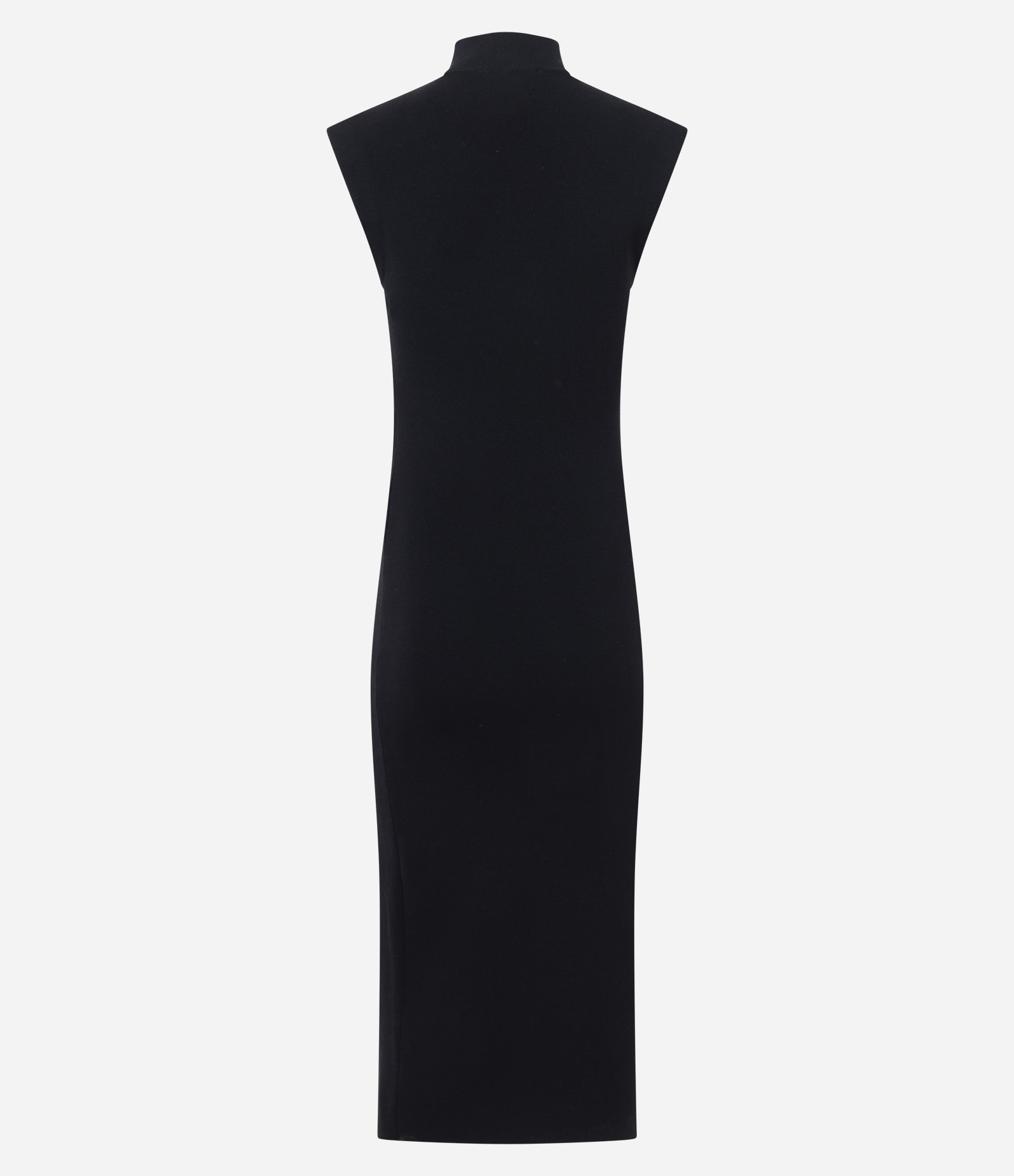 Vestido Midi em Tricô com Ombreira e Fenda Lateral Preto 8