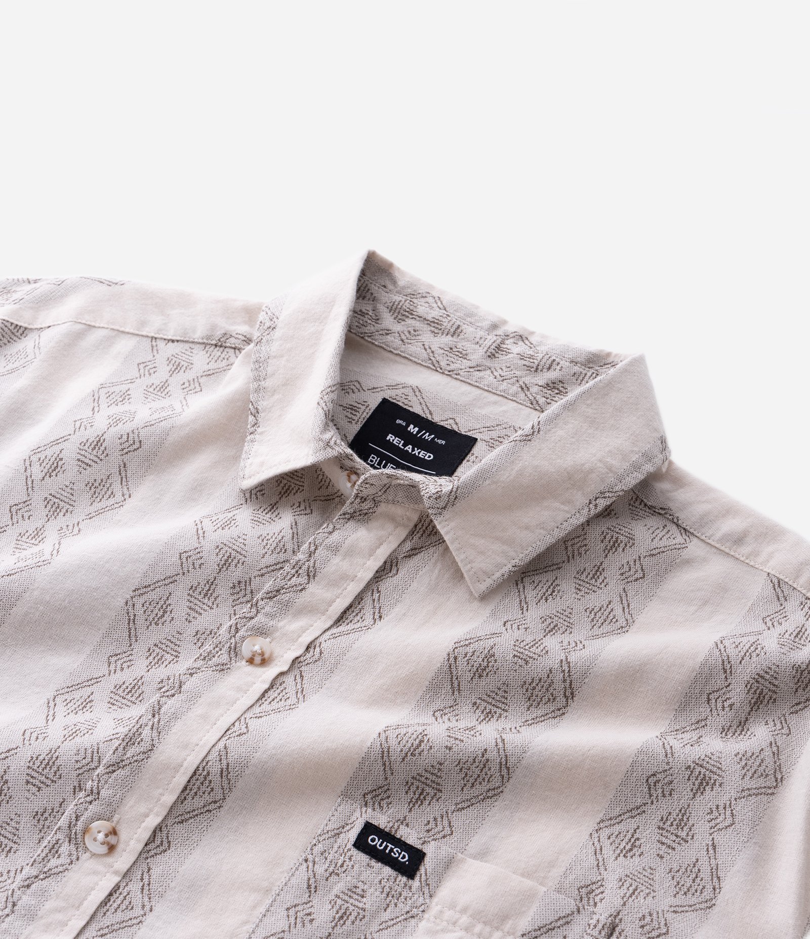 Camisa Relaxed Manga Curta com Textura Jacquard Bege 8