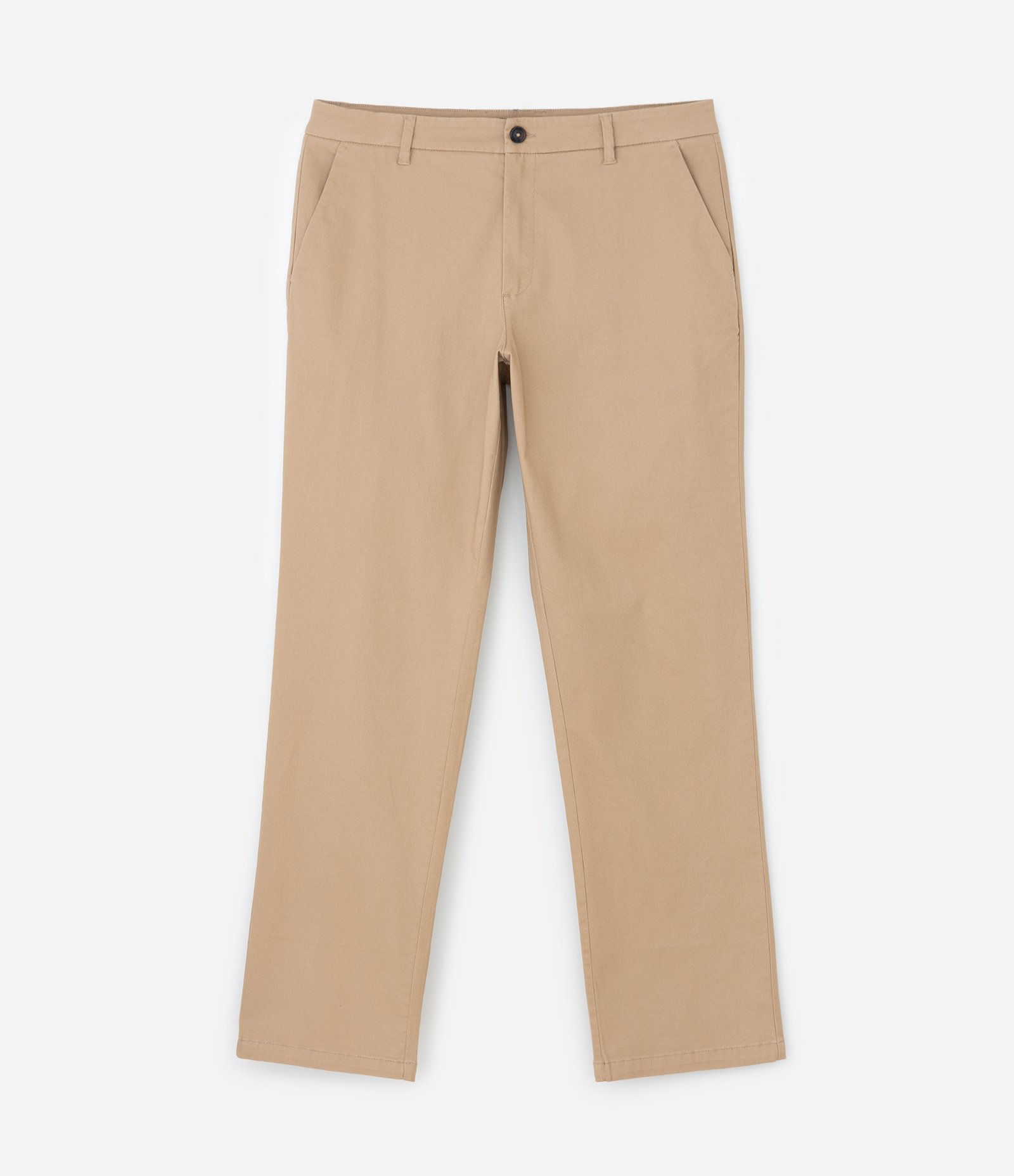 Calça Reta em Sarja Peletizada Bege 1