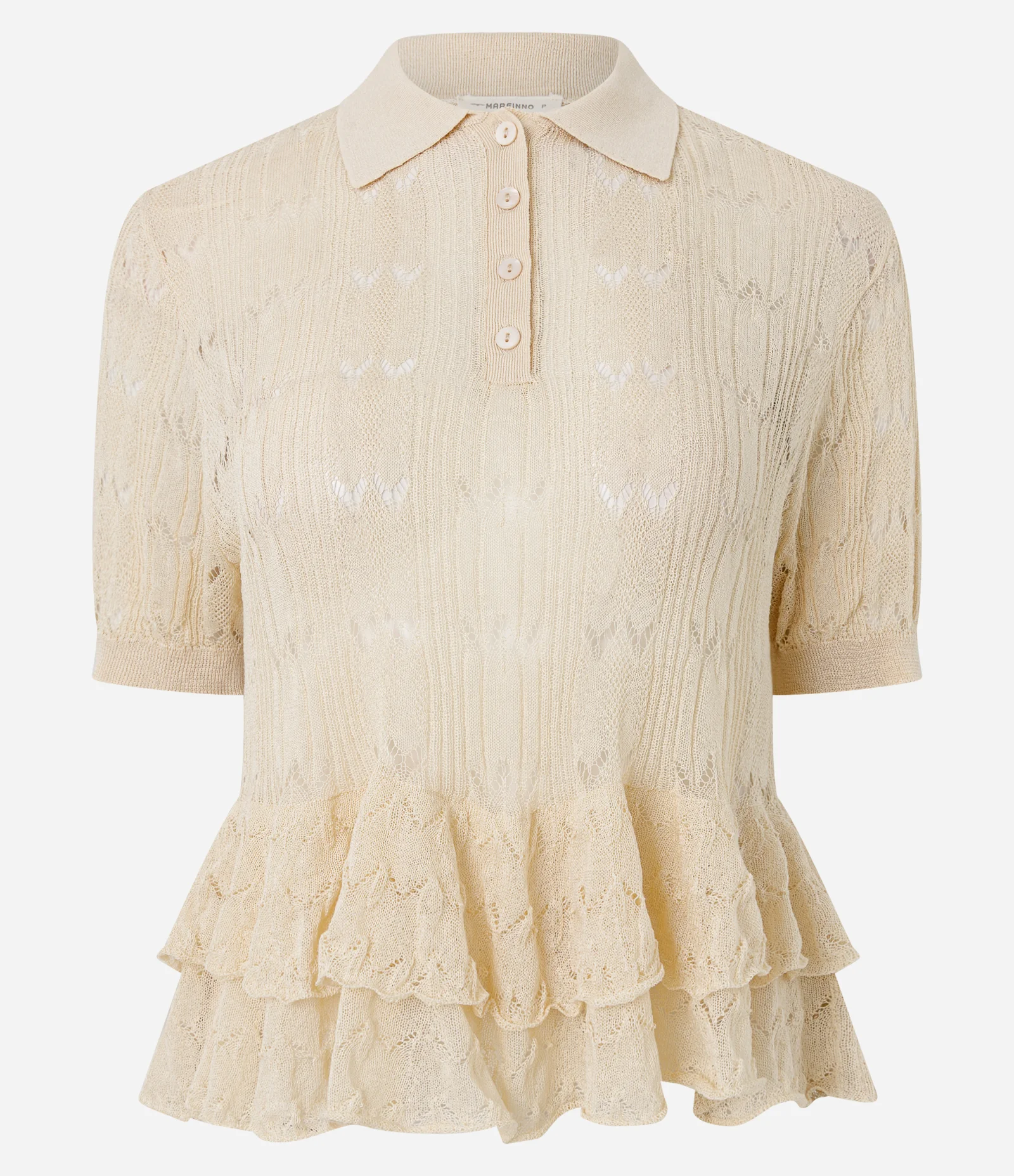 Blusa em Tricô com Babados Texturizados Amarelo 2