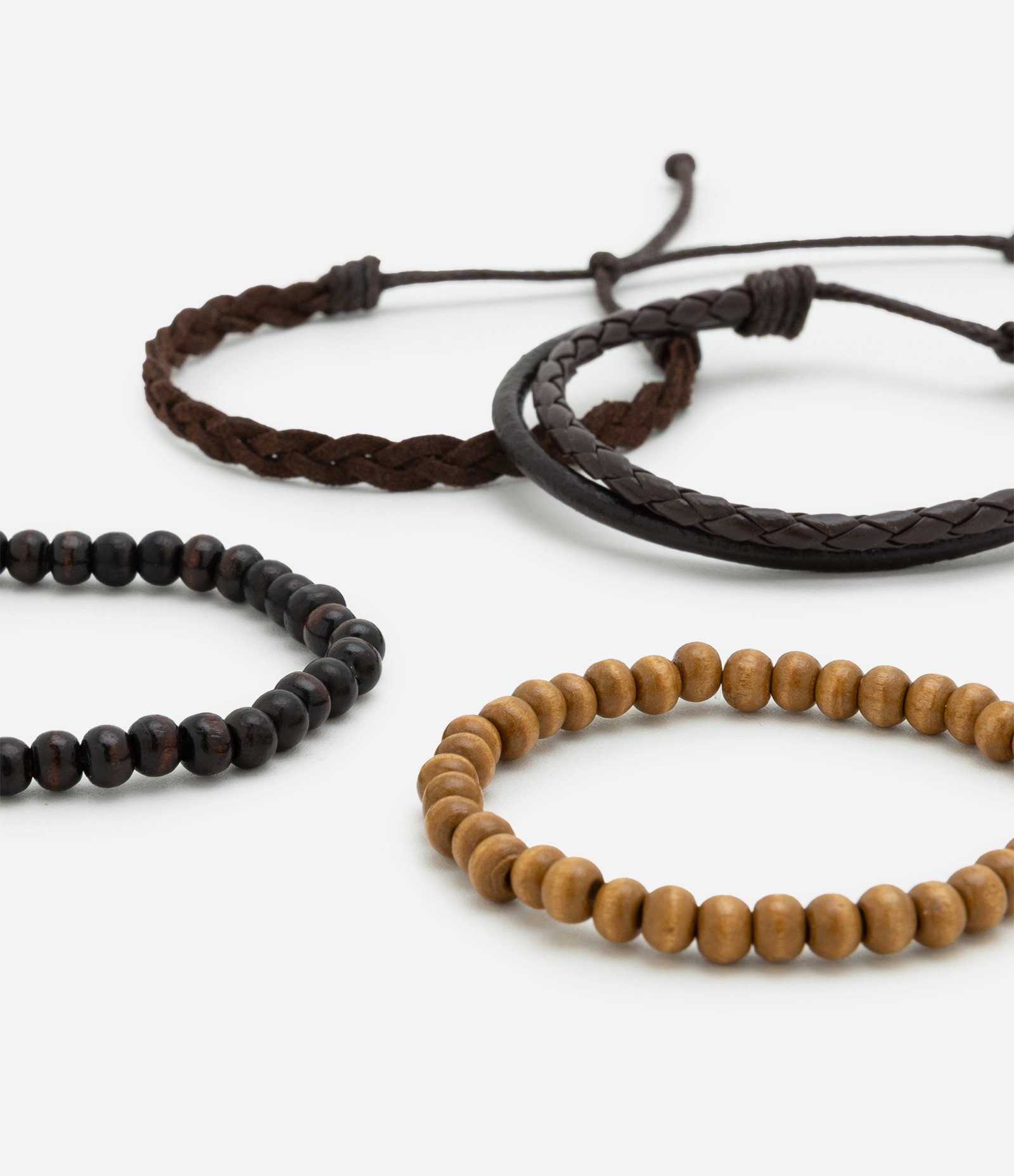Kit 04 Pulseiras em Diversos Modelos Marrom 2