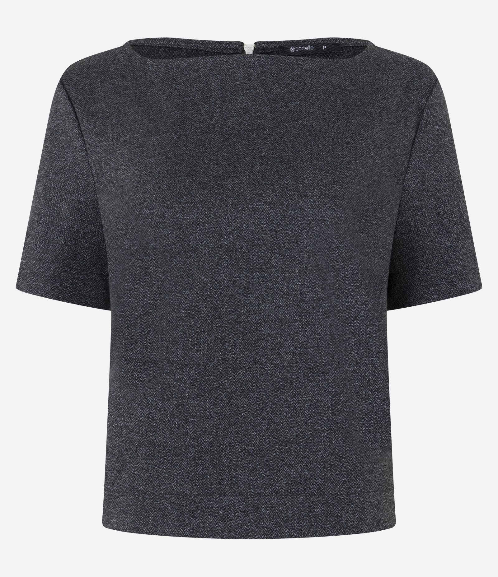 Blusa em Ponto Roma com Faixa Lateral e Zíper Traseiro Cinza 5