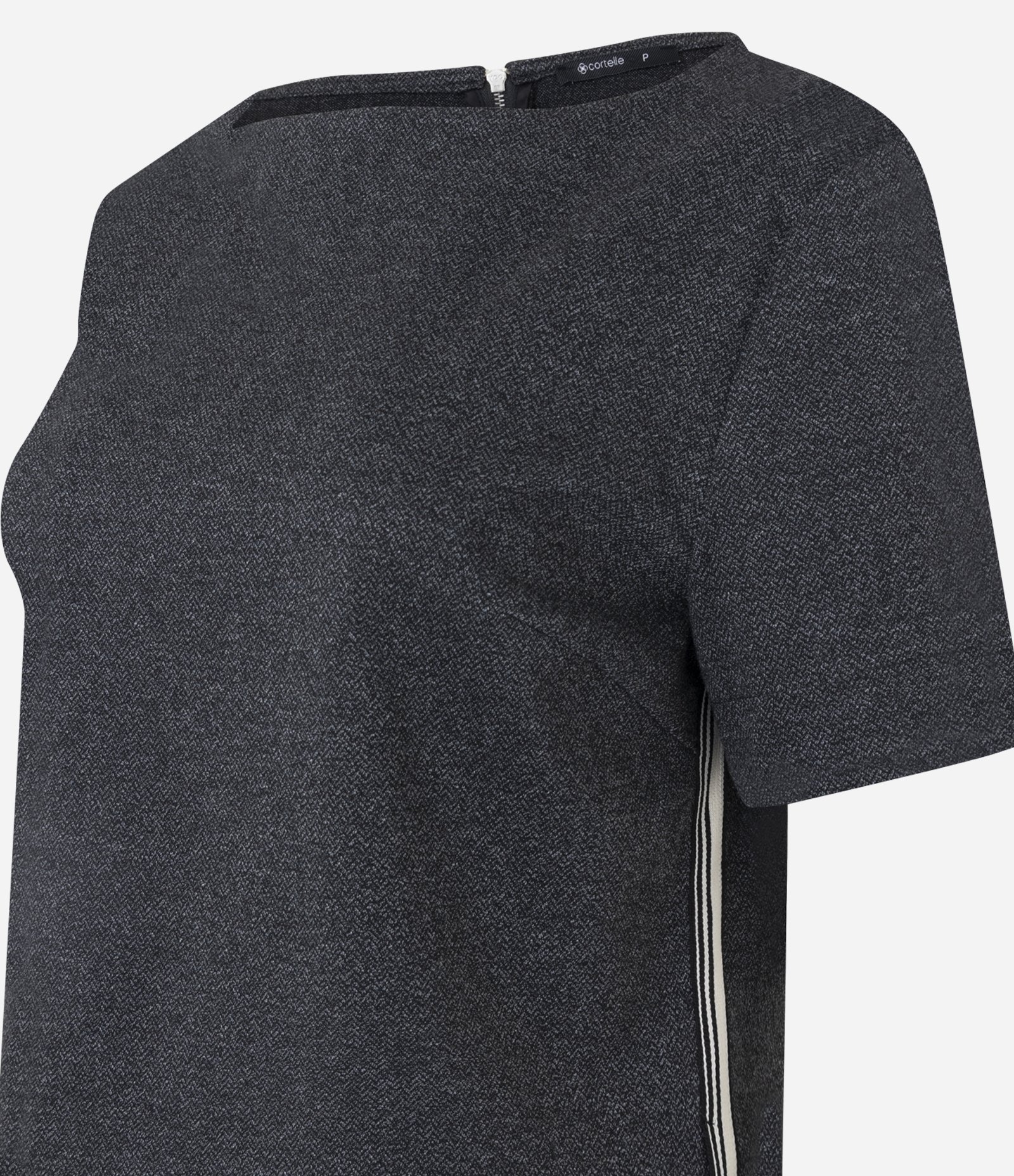 Blusa em Ponto Roma com Faixa Lateral e Zíper Traseiro Cinza 6