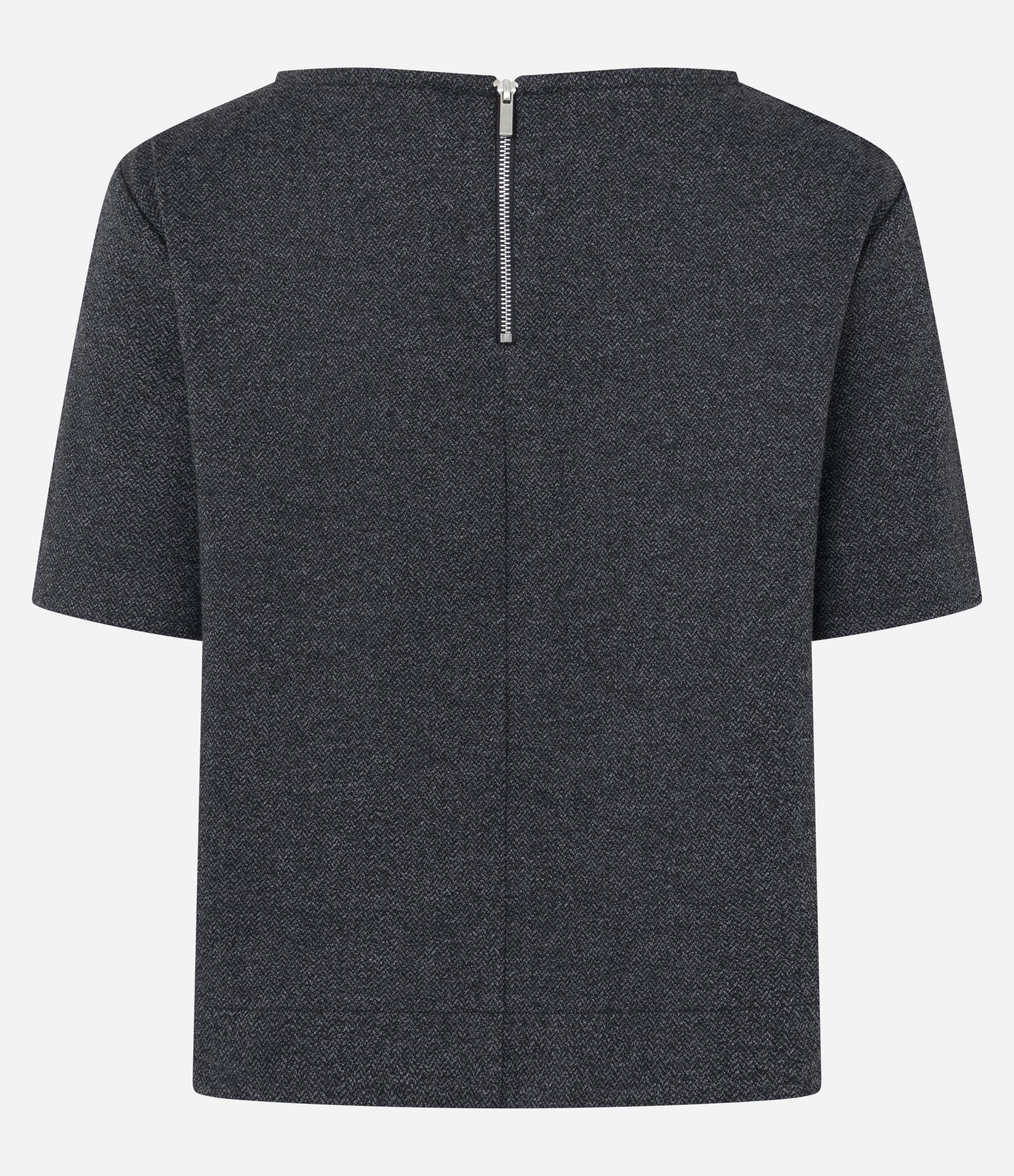 Blusa em Ponto Roma com Faixa Lateral e Zíper Traseiro Cinza 7