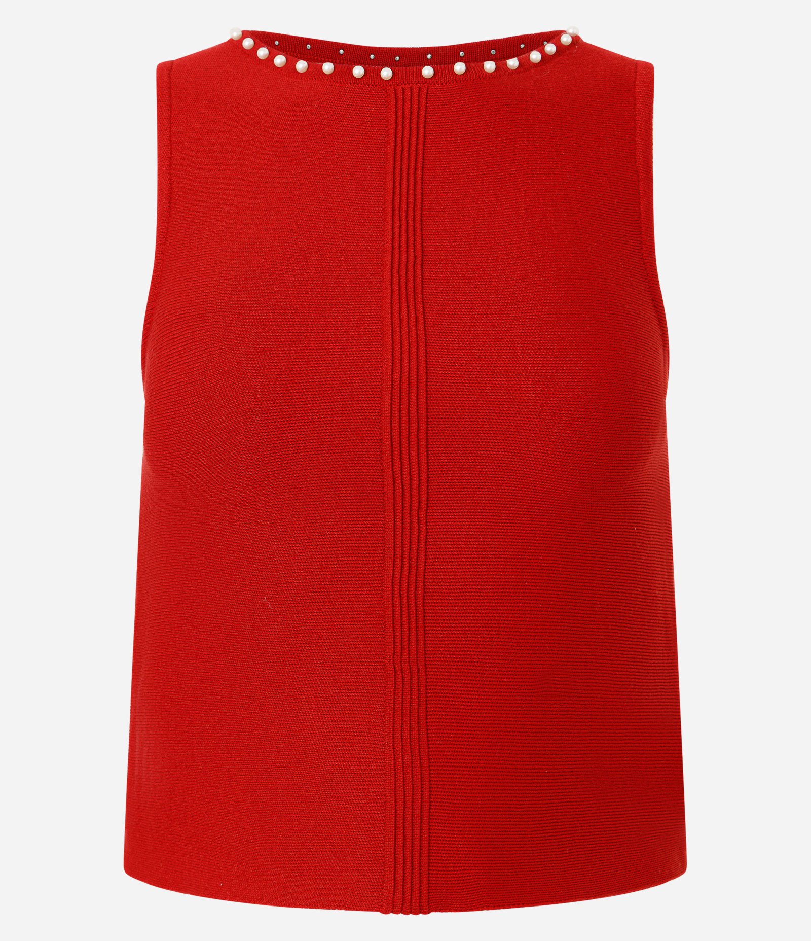 Blusa em Tricô com Aplicação de Mini Pérolas no Decote Vermelho 5