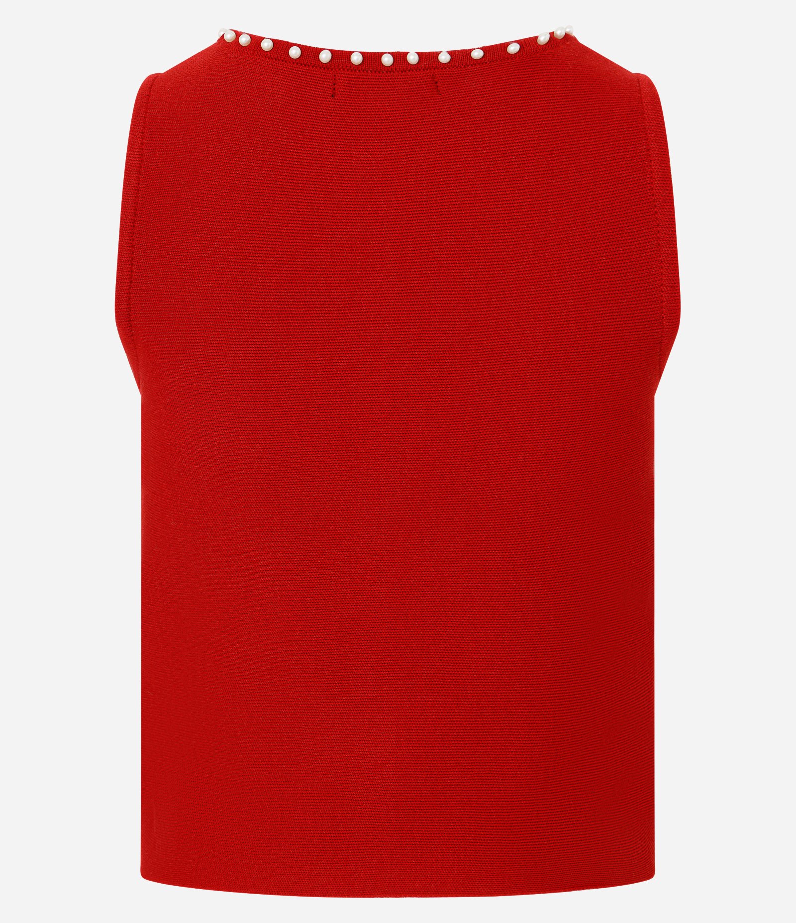 Blusa em Tricô com Aplicação de Mini Pérolas no Decote Vermelho 7