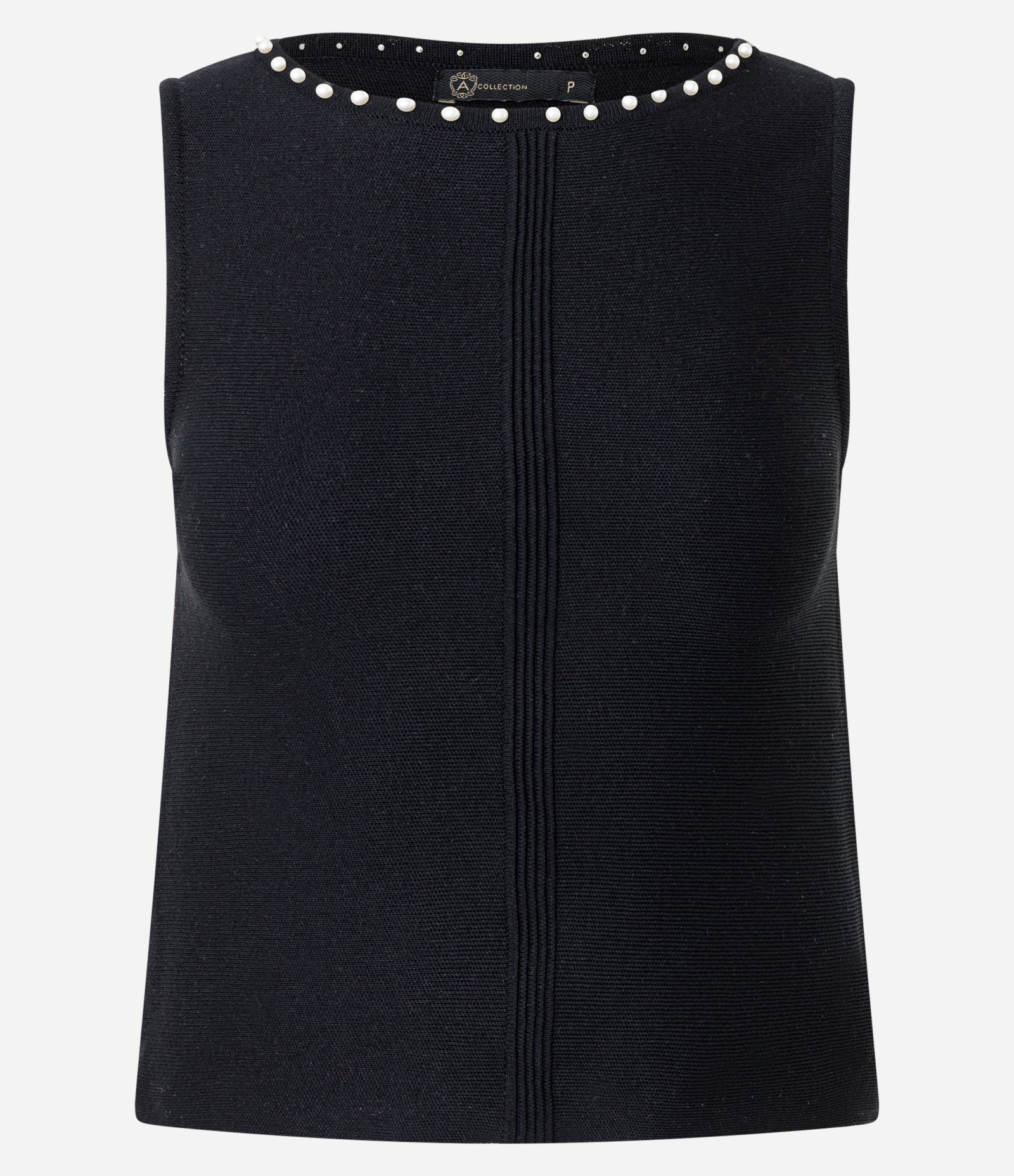 Blusa em Tricô com Aplicação de Mini Pérolas no Decote Preto 5