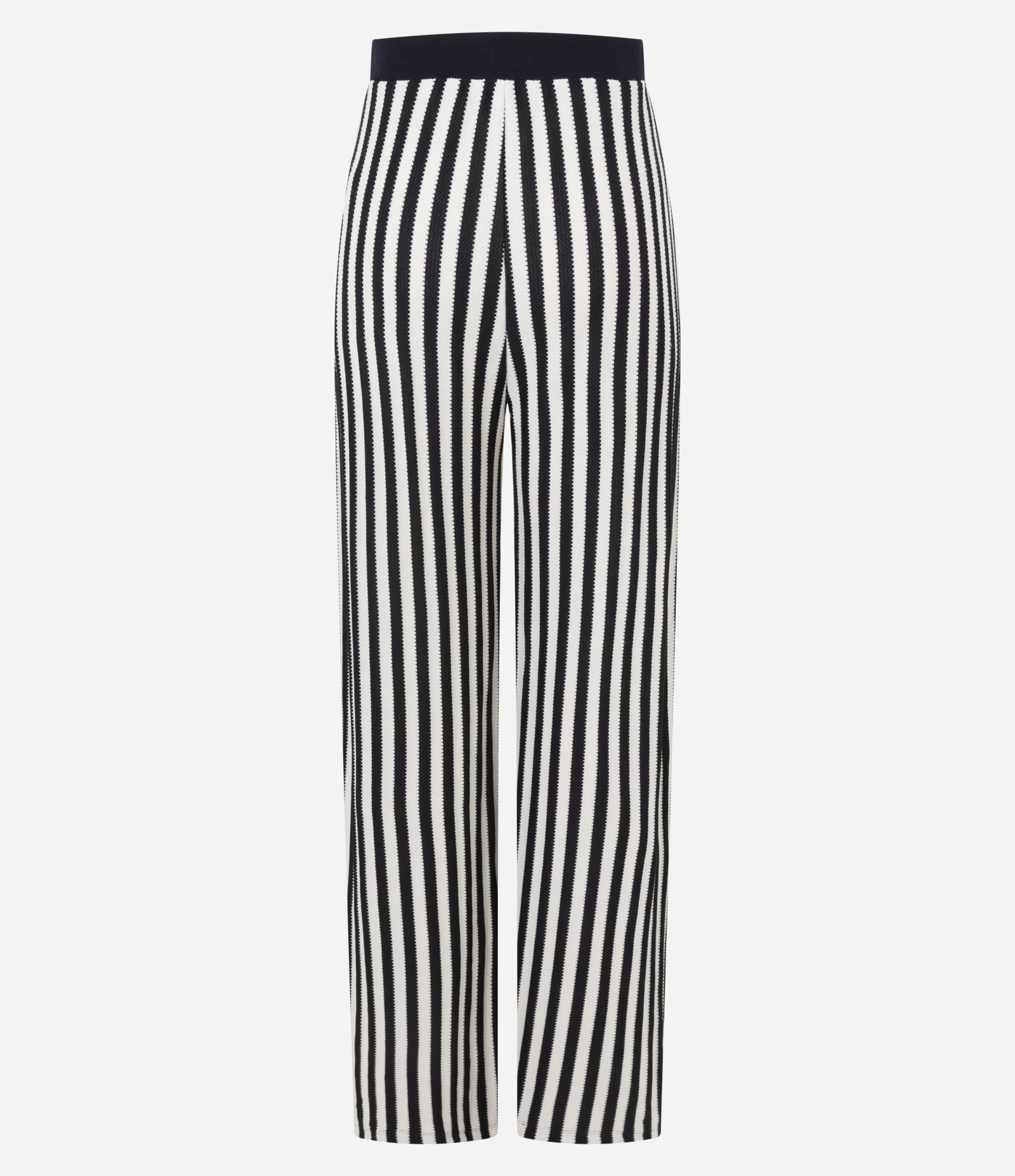 Calça em Algodão com Padrão de Listras e Ajuste na Cintura Preto / Branco 7