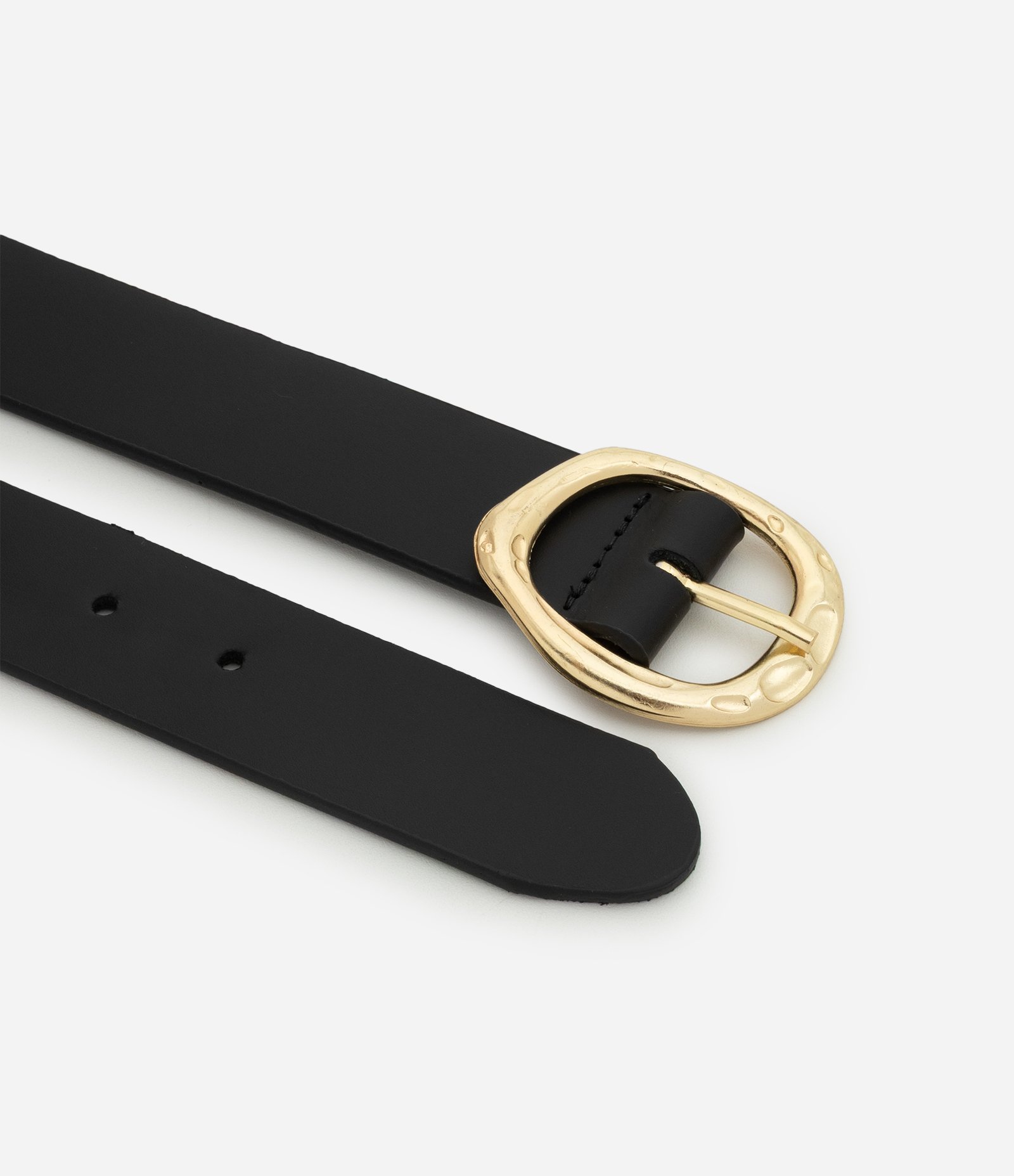 Cinto Médio de Couro com Fivela Arredondada Preto 2