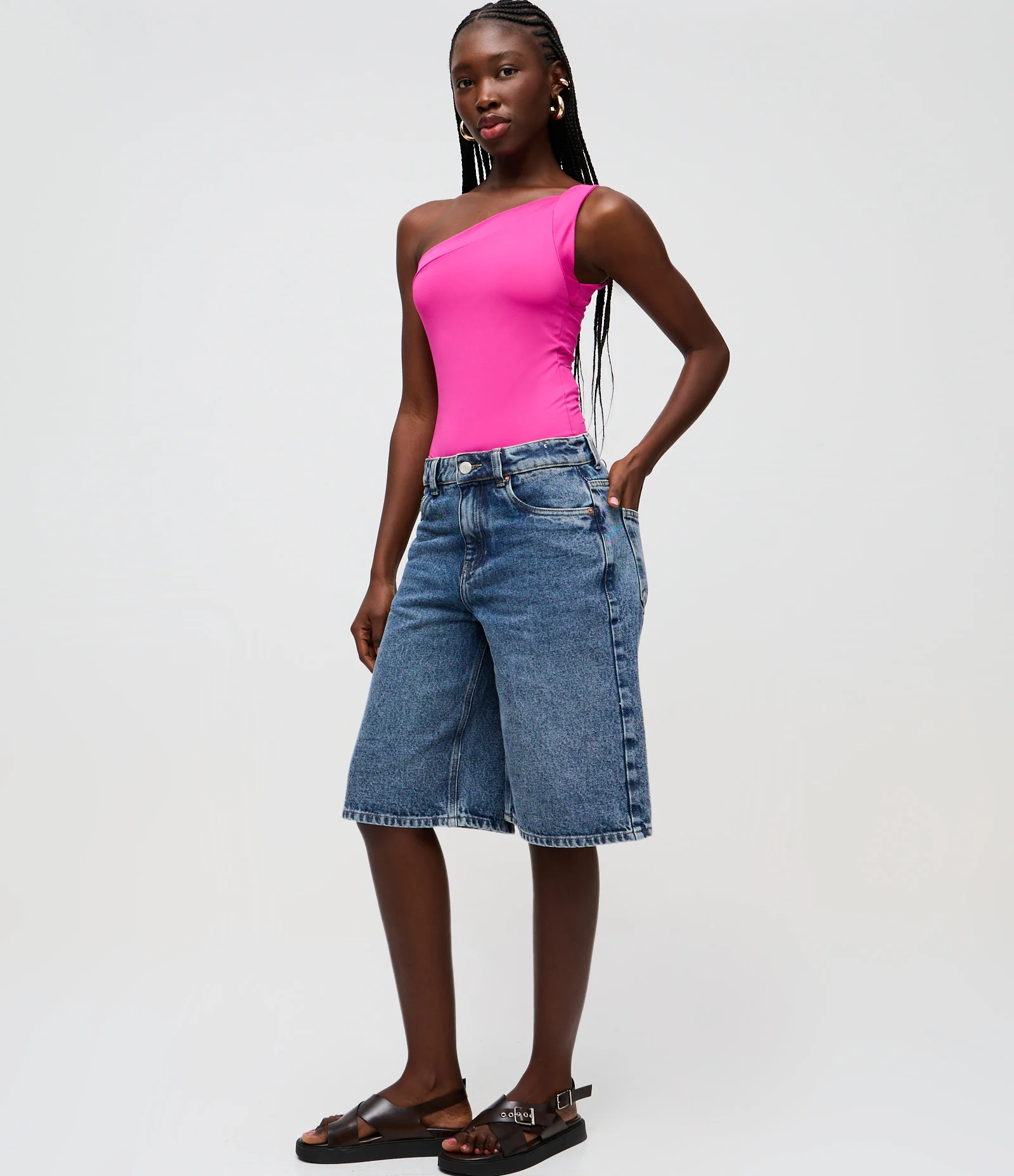 Body com Alça Assimétrica Sem Manga Rosa 2