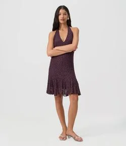 Vestido Frente Única em Renda com Tachinhas