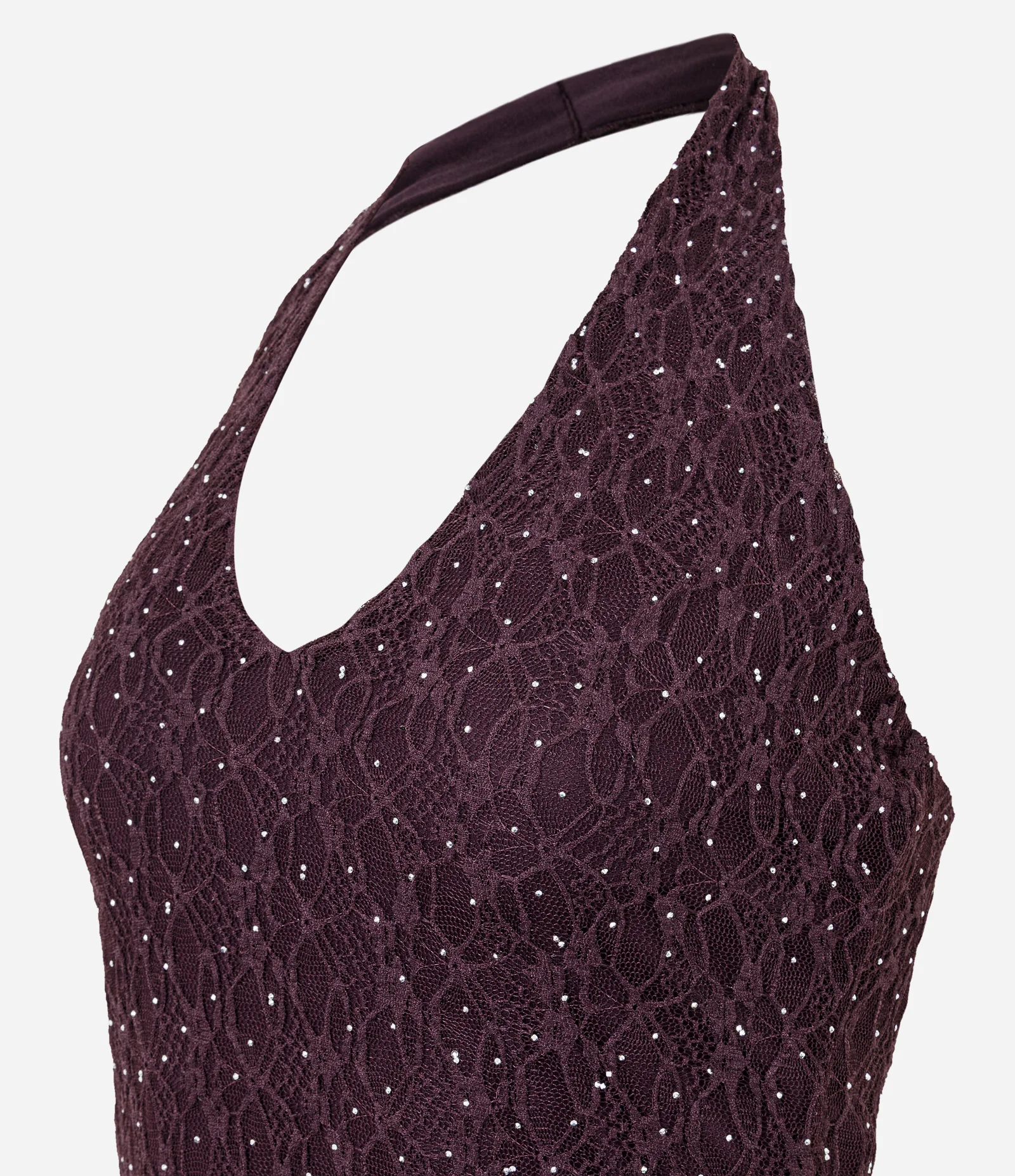 Vestido Frente Única em Renda com Tachinhas Roxo 2