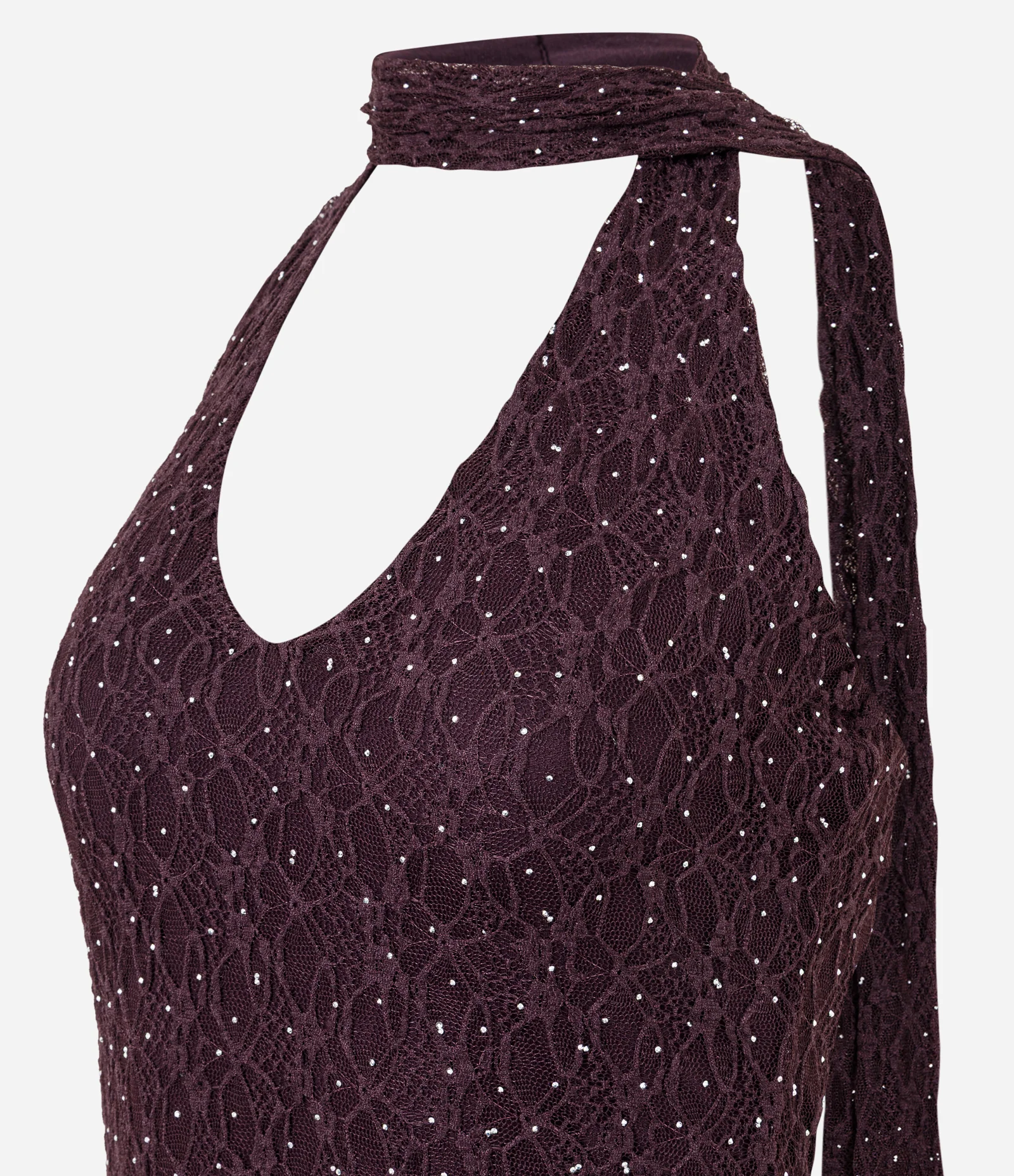 Vestido Frente Única em Renda com Tachinhas Roxo 5