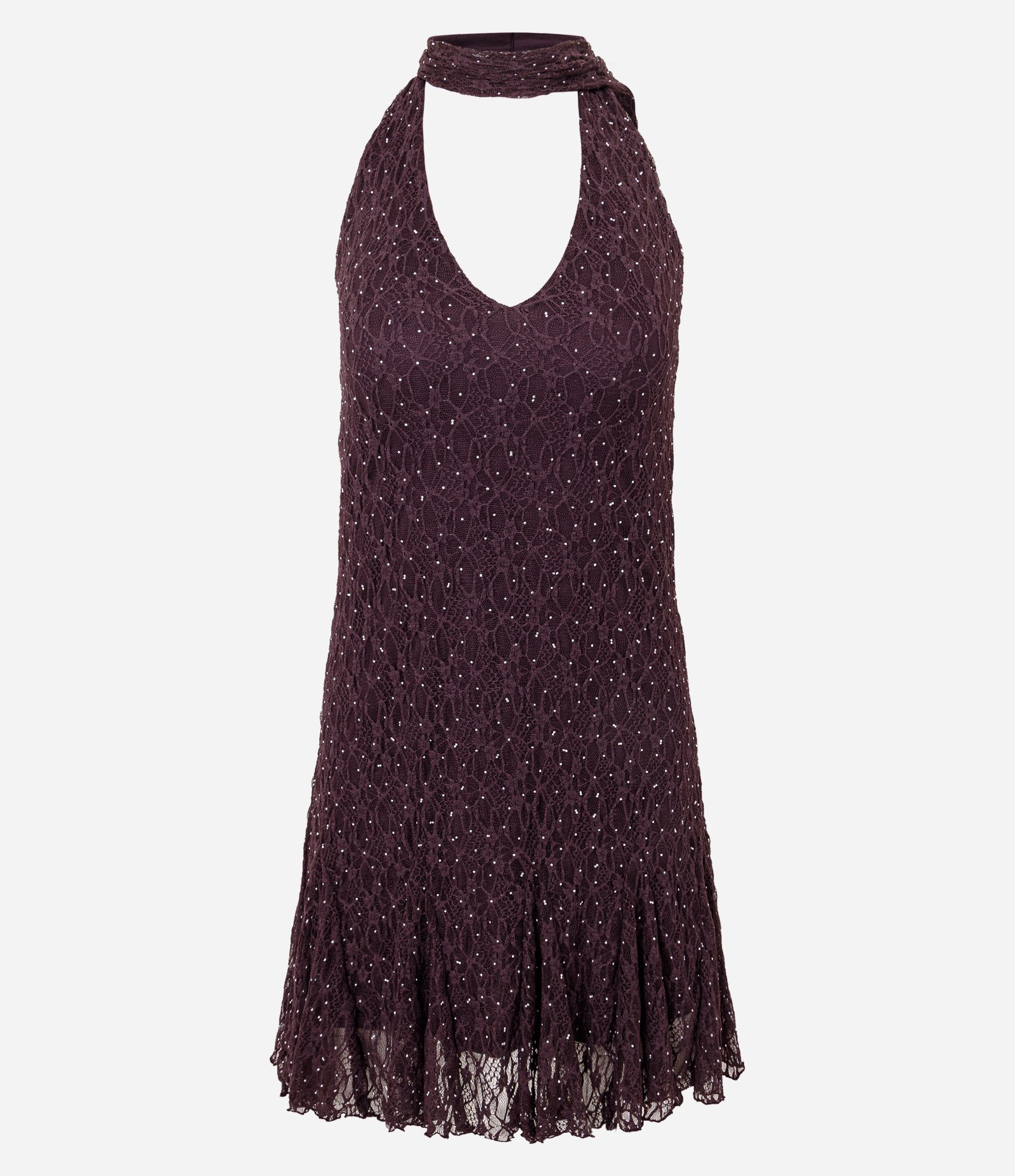 Vestido Frente Única em Renda com Tachinhas Roxo 6