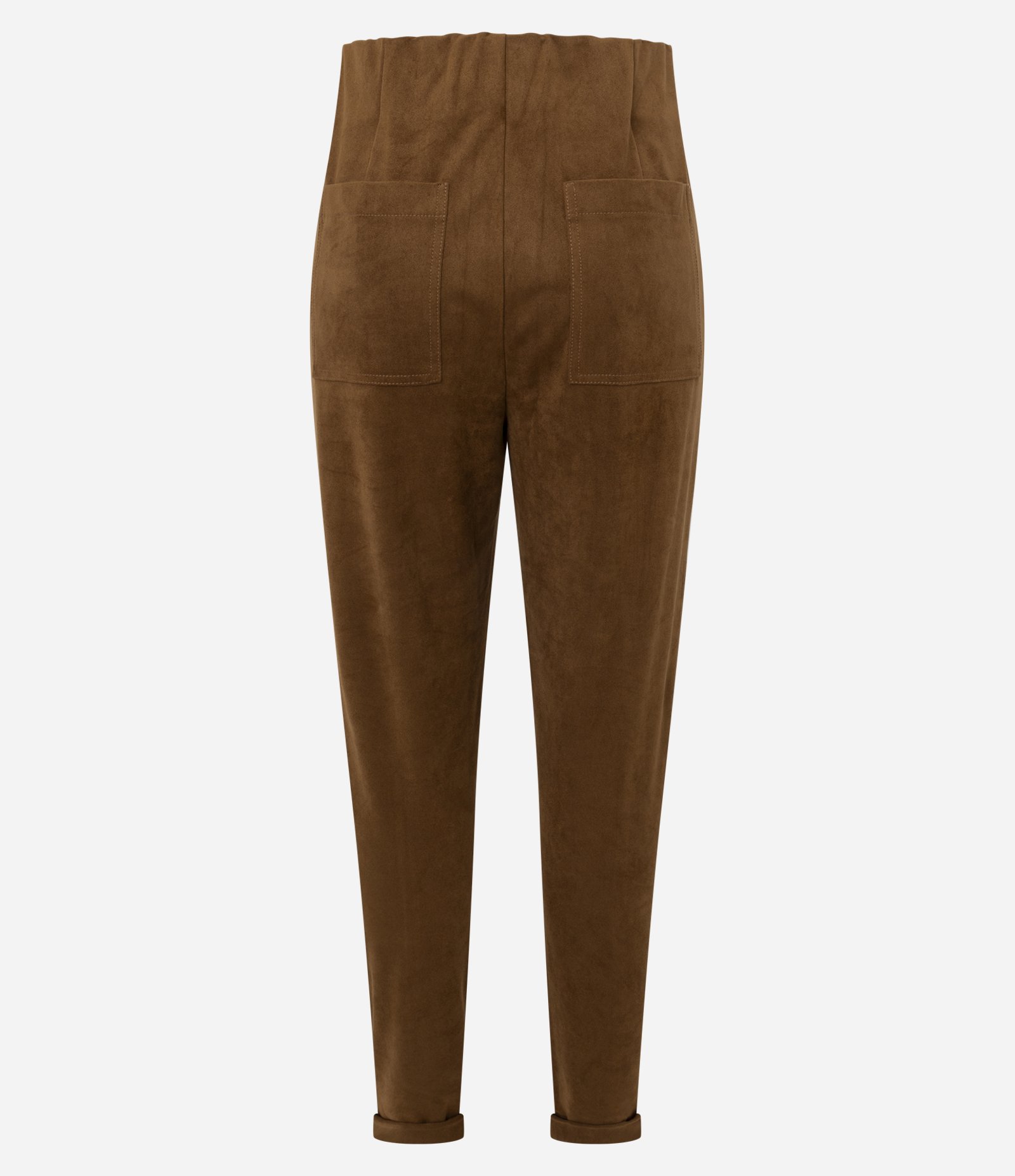 Calça Skinny em Suede com Barra Dobrada Marrom 3