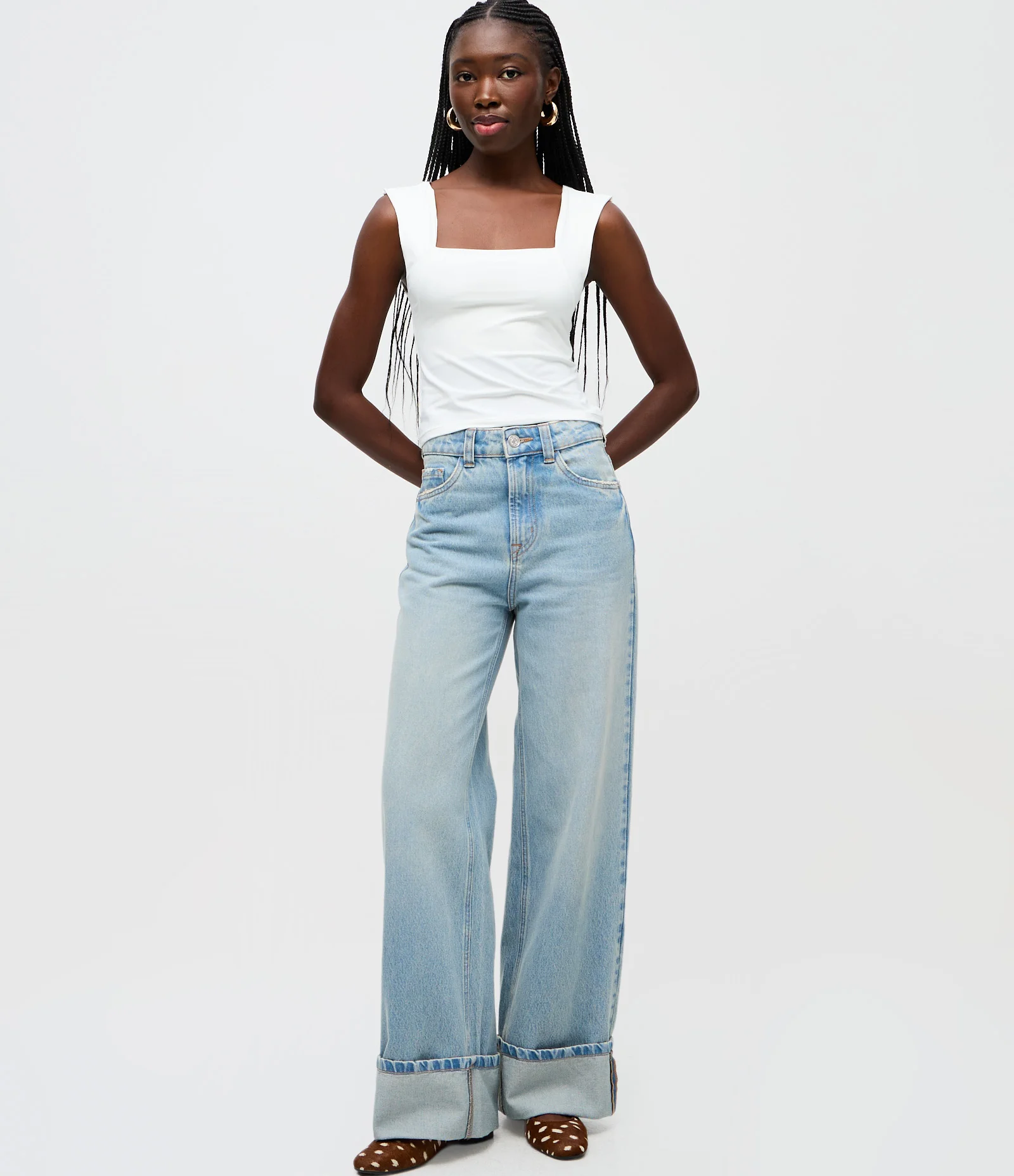 Blusa Alça Larga em Microfibra com Decote Quadrado Branco 2