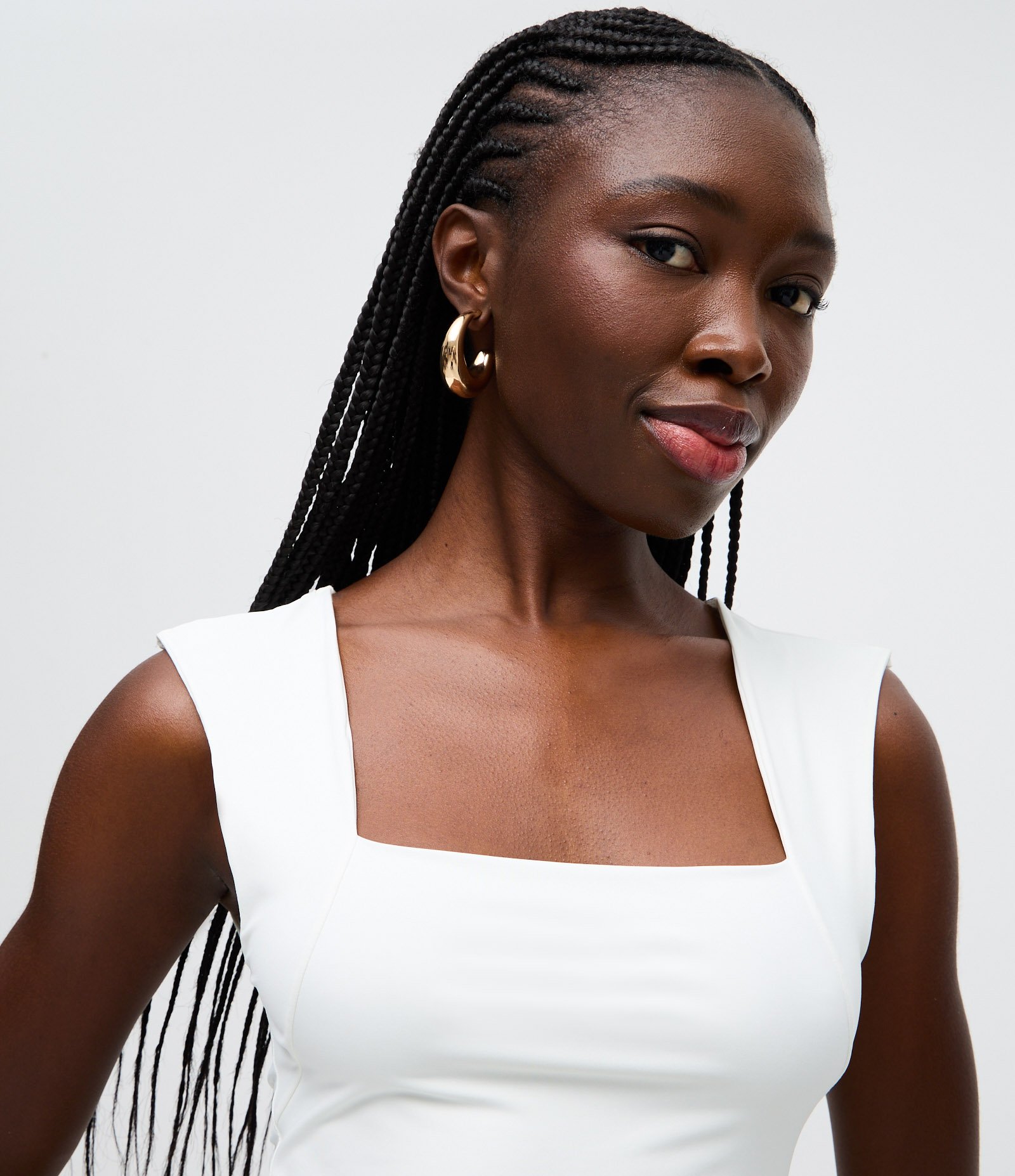 Blusa Alça Larga em Microfibra com Decote Quadrado Branco 3