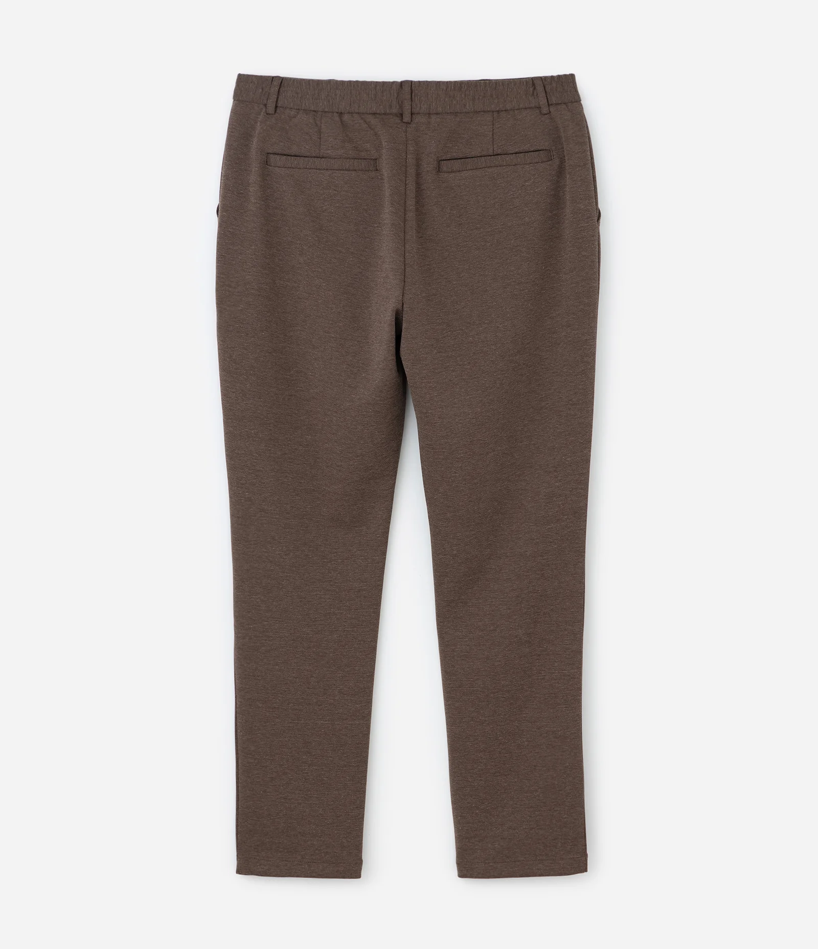 Calça Slim de Malha com Cós Meio Elástico Marrom 2