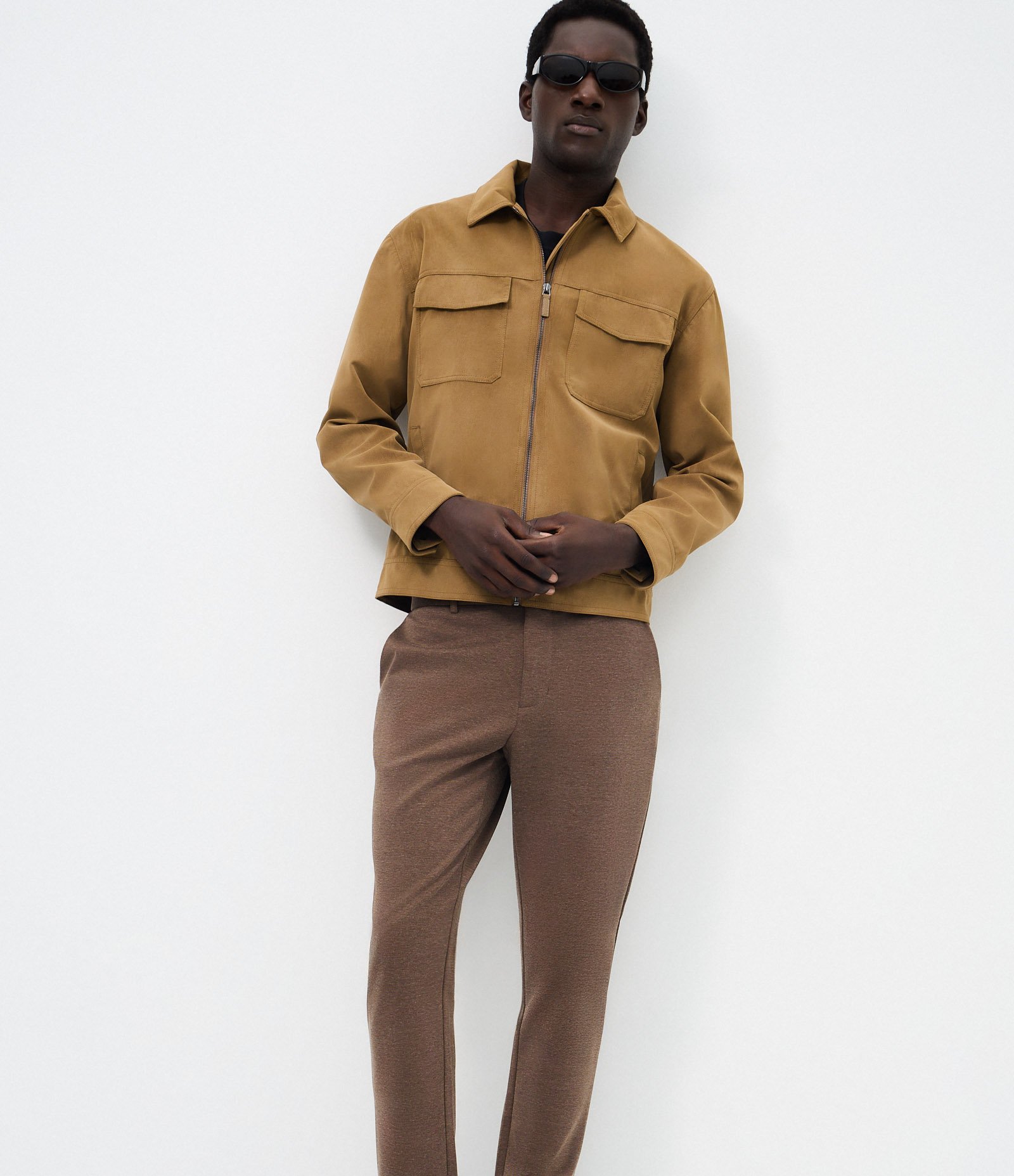 Calça Slim de Malha com Cós Meio Elástico Marrom 3