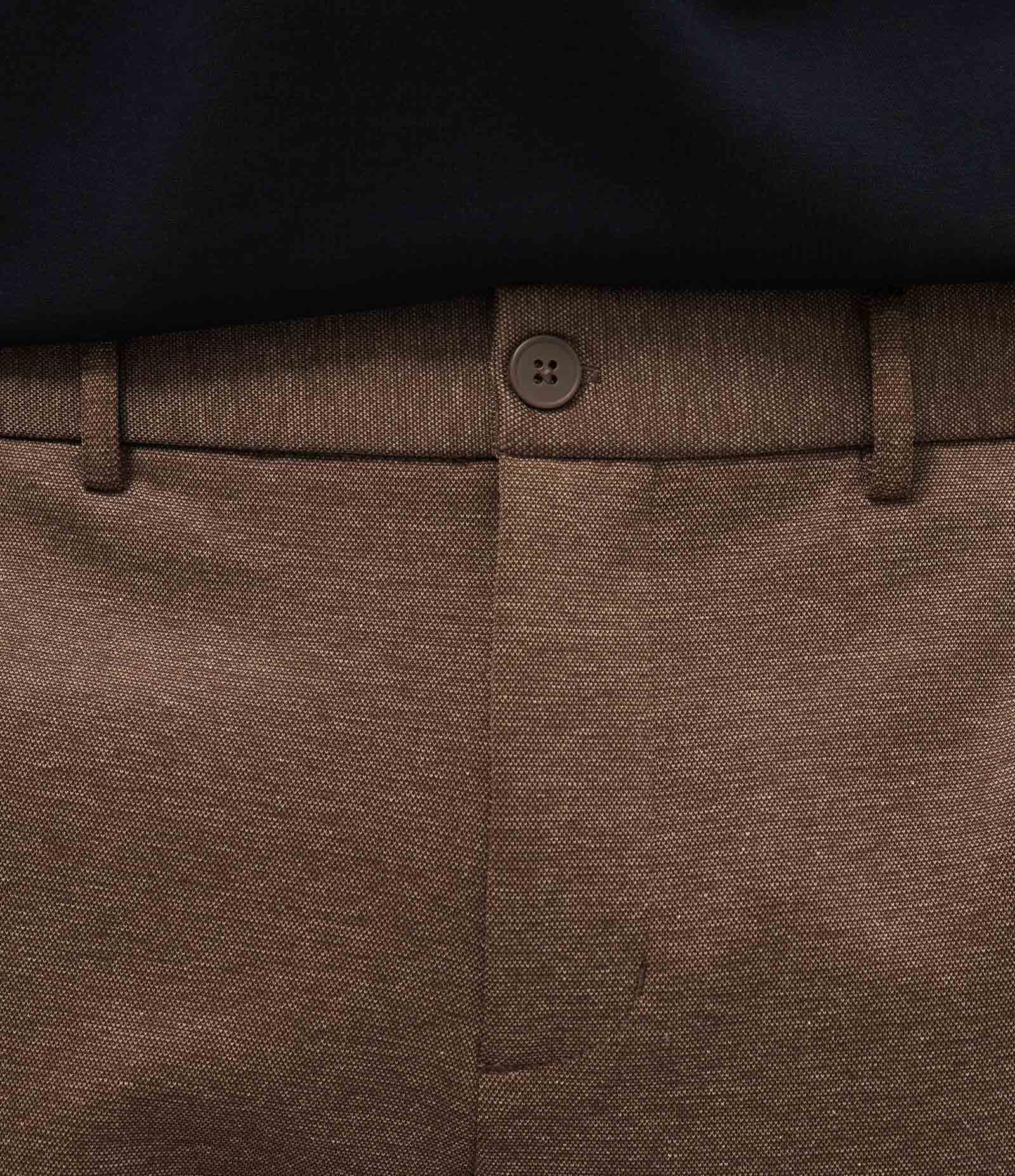 Calça Slim de Malha com Cós Meio Elástico Marrom 4