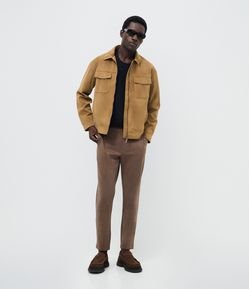 Calça Slim de Malha com Cós Meio Elástico
