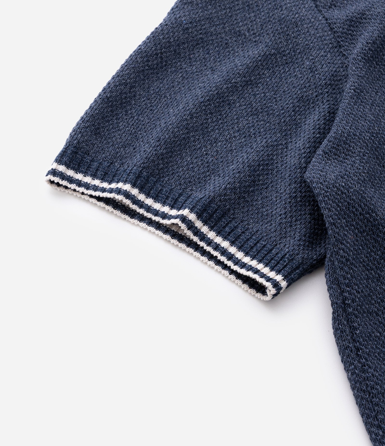 Polo Manga Curta Texturizada com Detalhes Contrastante Azul 7