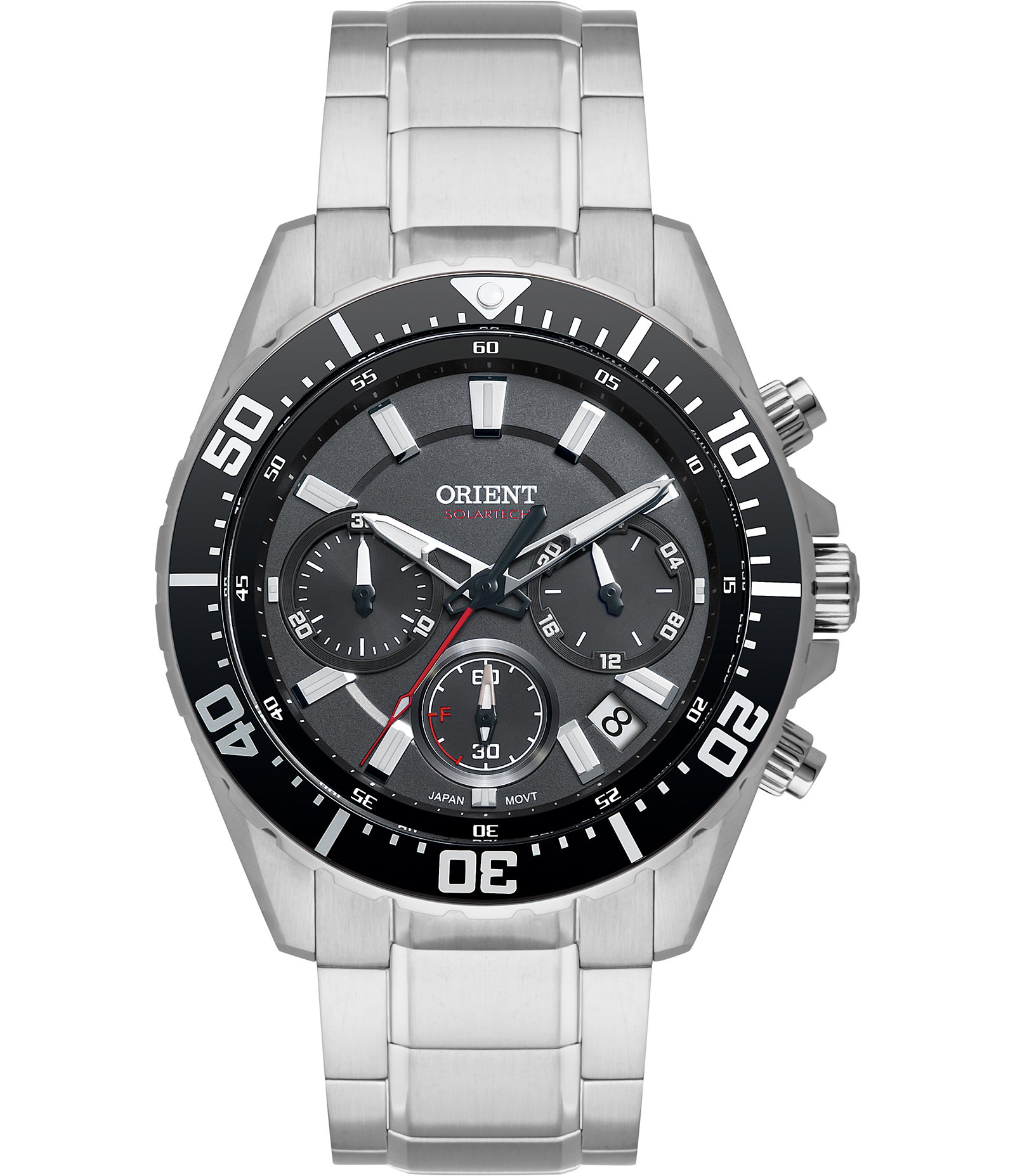 Relógio Cronógrafo Tecnologia Solartech Aço Orient Prata 1