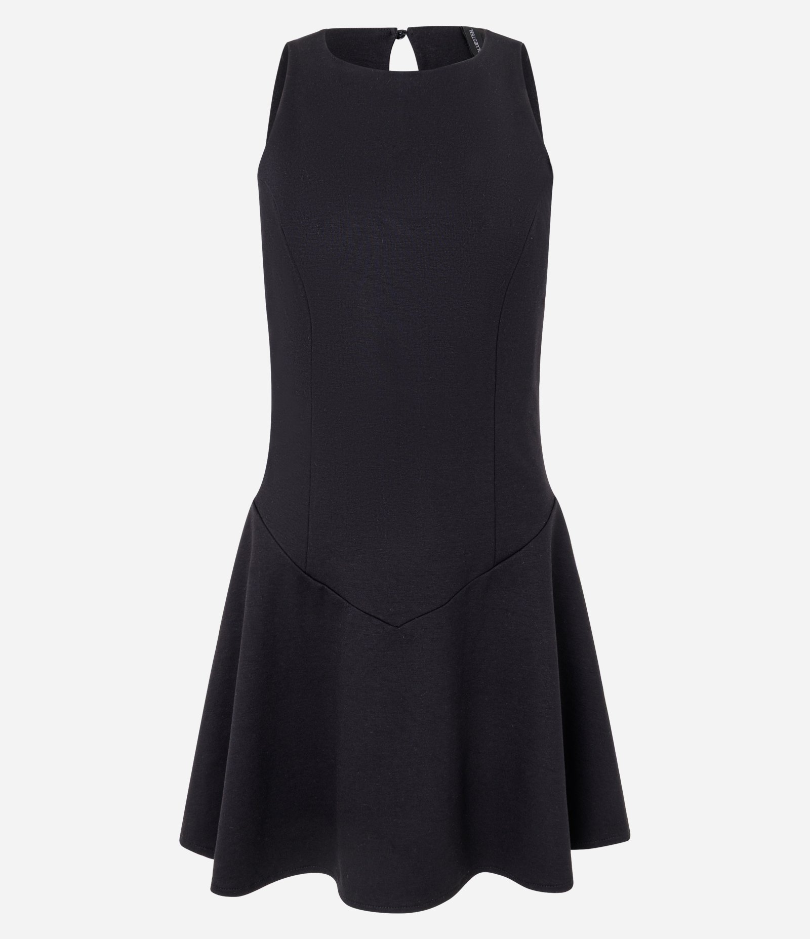 Vestido Curto Sem Manga em Ponto Roma com Recortes Preto 5