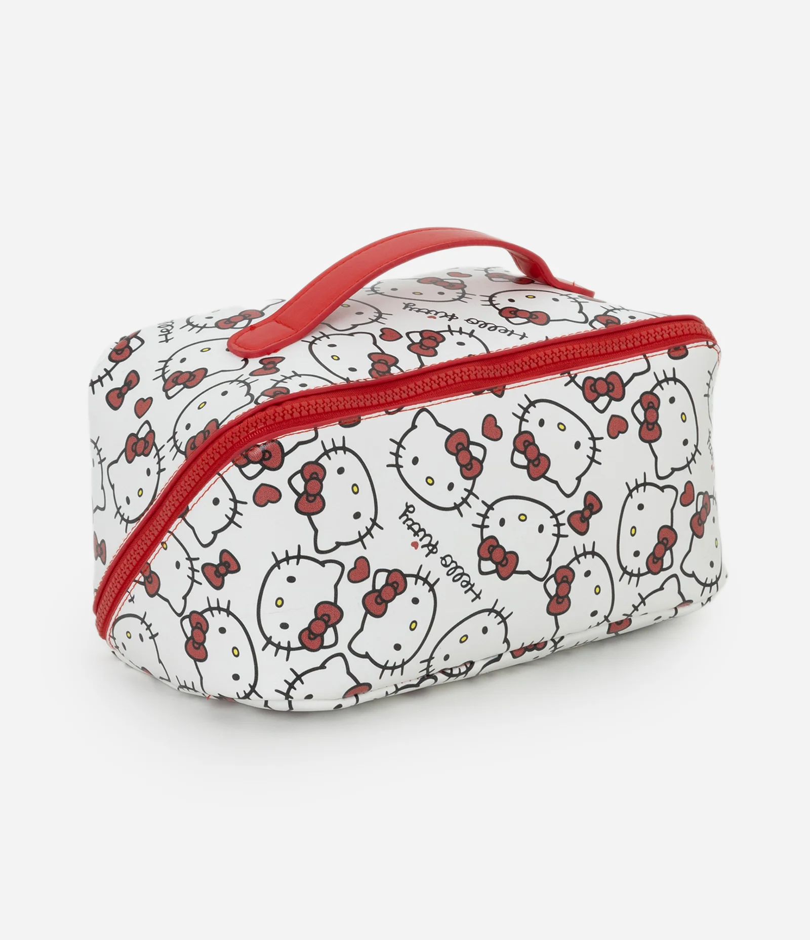 Nécessaire Baú em PU com Estampa Hello Kitty Branco/Vermelho 1