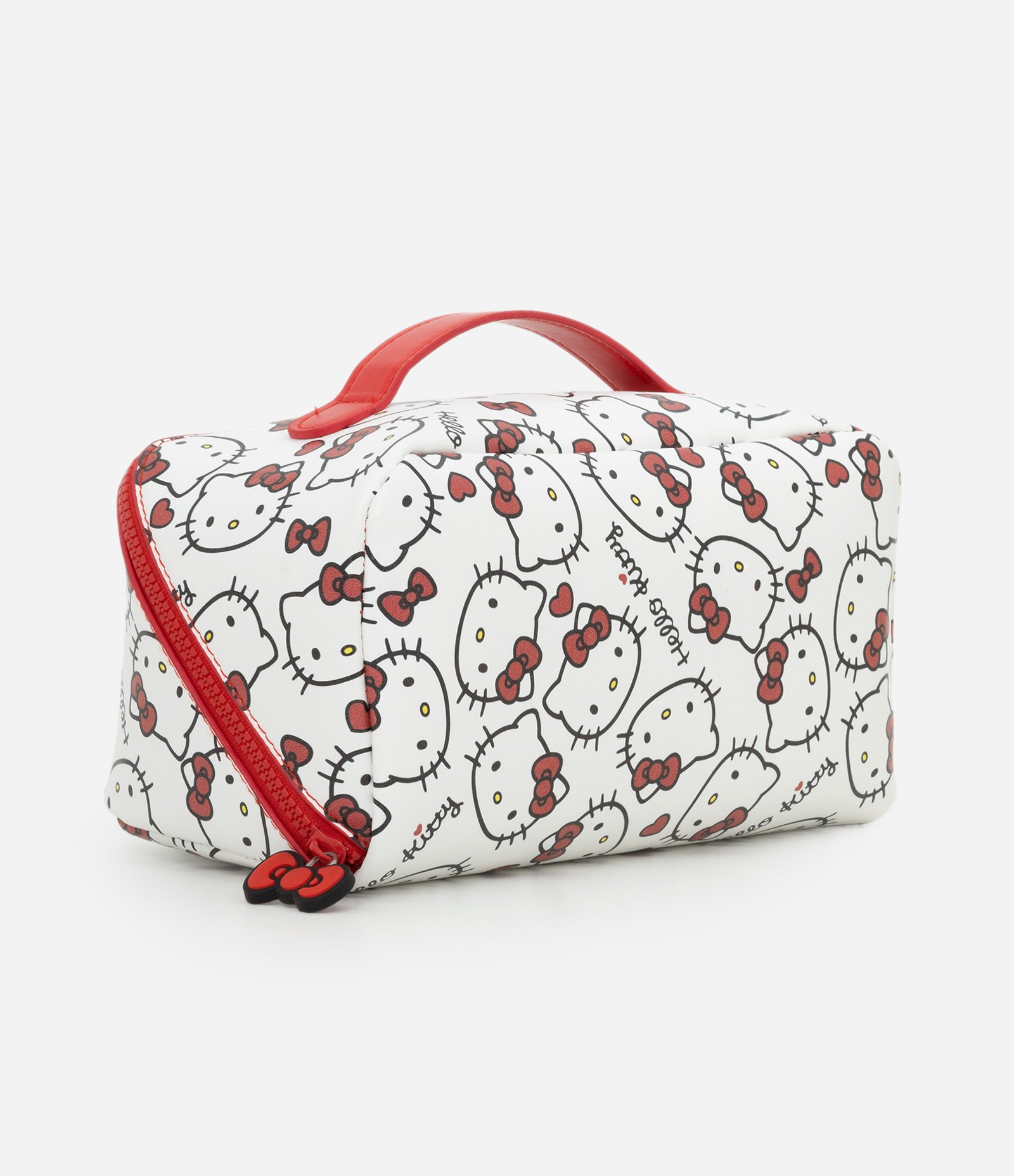 Nécessaire Baú em PU com Estampa Hello Kitty Branco/Vermelho 3