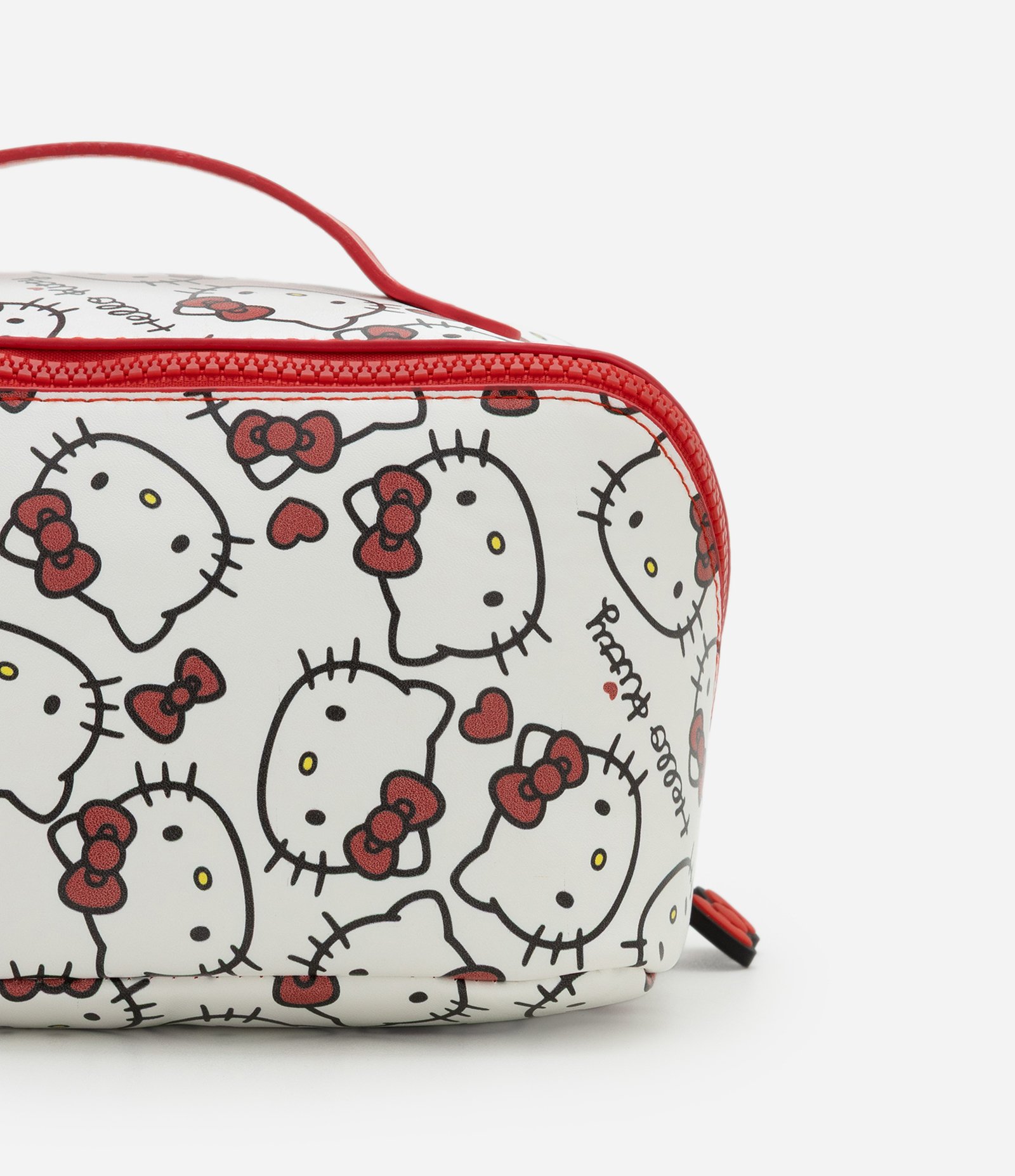 Nécessaire Baú em PU com Estampa Hello Kitty Branco/Vermelho 4