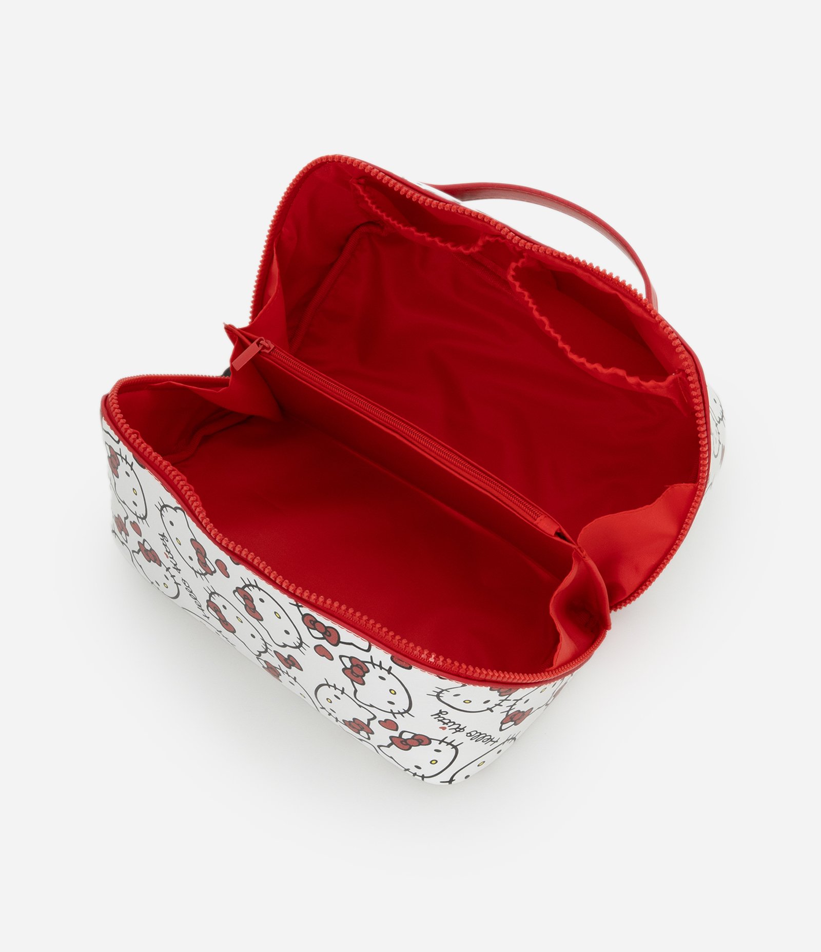 Nécessaire Baú em PU com Estampa Hello Kitty Branco/Vermelho 5